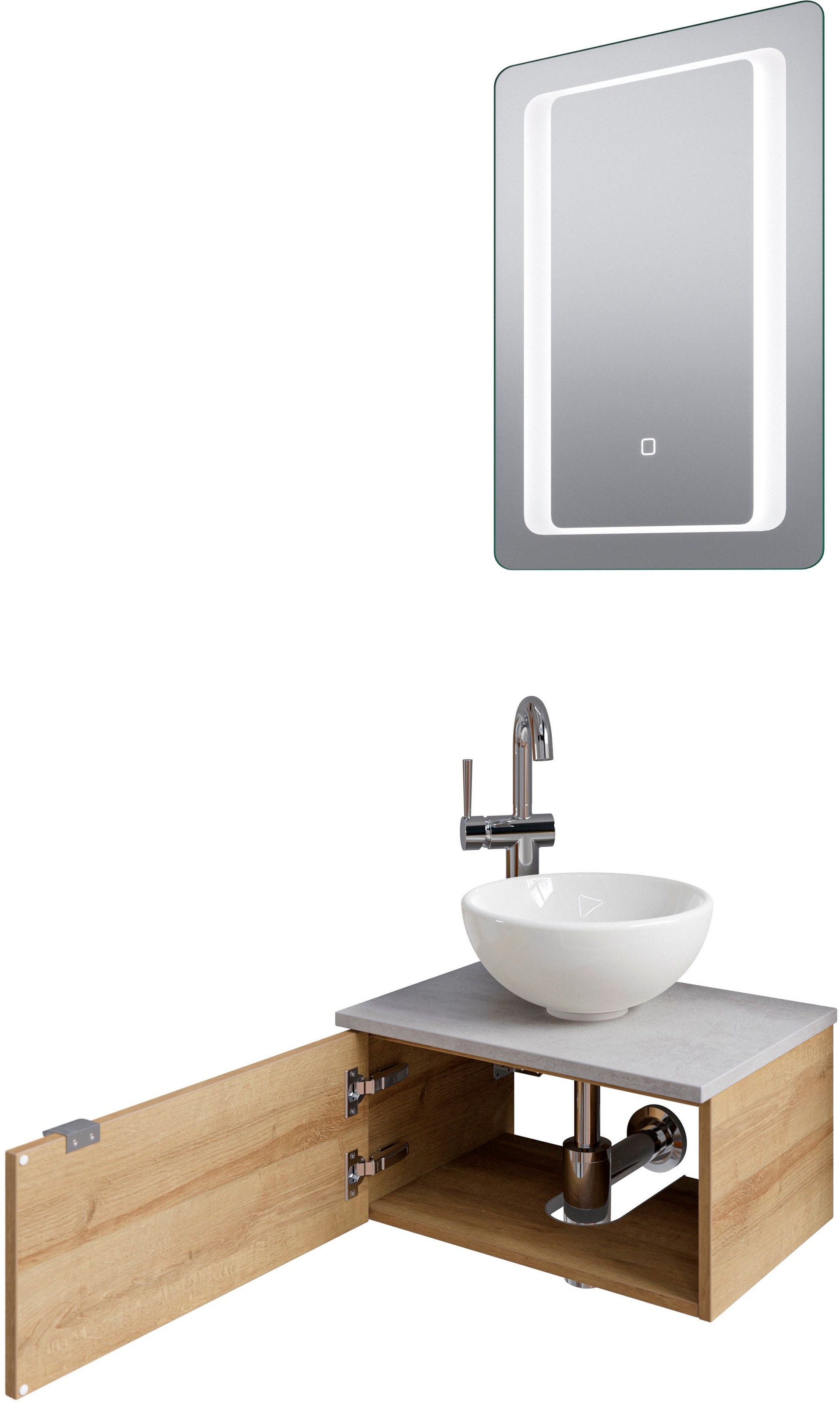 Saphir Badmöbel-Set »Serie 6915«, (4 St.), Gäste-Bad, 51 cm breit, mit LED-Spiegel und 1 Tür