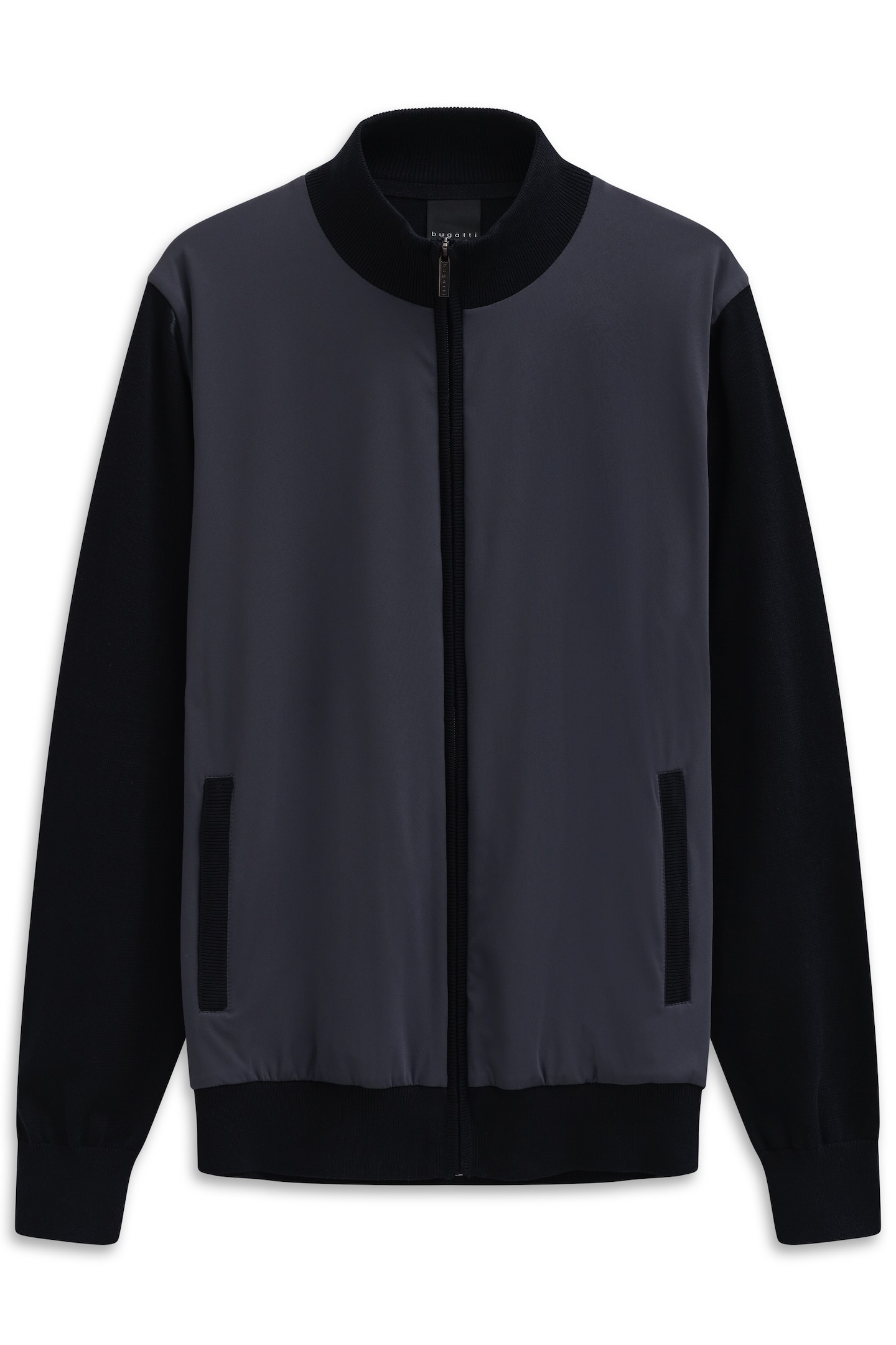 bugatti Strickjacke »Regular Fit«, mit Stehkragen und Reißverschlusstaschen