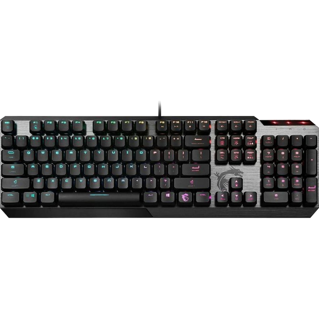 MSI Gaming-Tastatur »VIGOR GK50 LOW PROFILE«, (Fn-Tasten-Multimedia-Tasten-Ziffernblock-ergonomische Form-LCD-Anzeige)