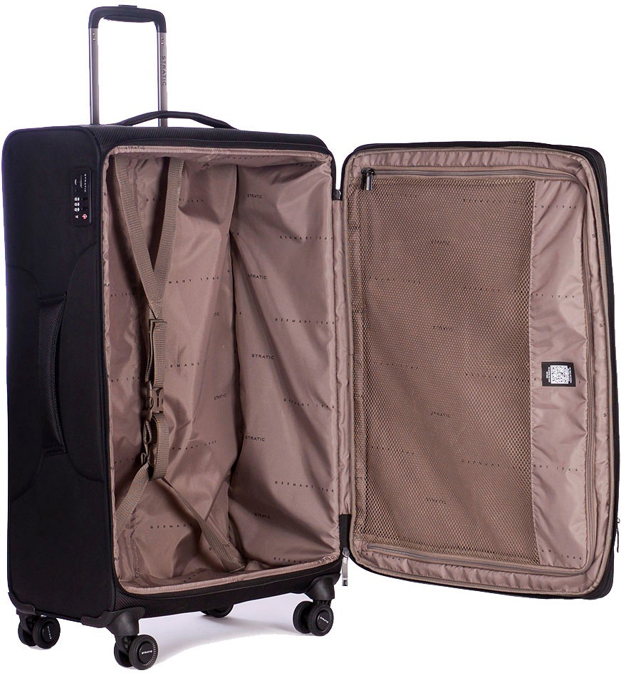 Stratic Weichgepäck-Trolley »Mix L, black«, 4 Rollen, Reisekoffer großer Koffer Aufgabegepäck TSA-Zahlenschloss
