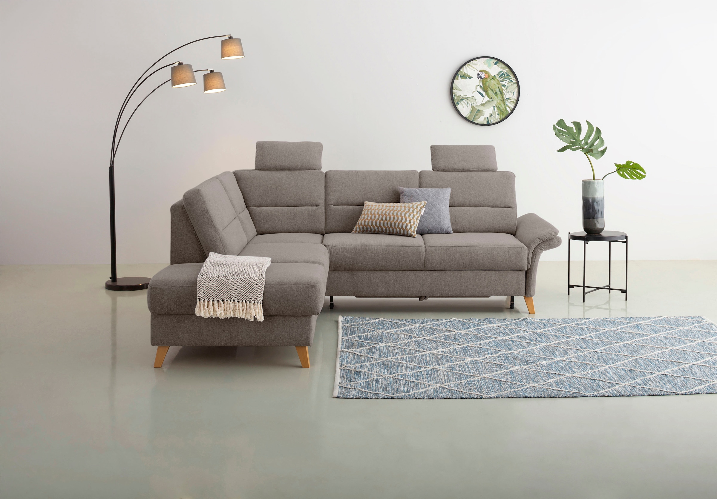OTTO home Ecksofa "Westerland L-Form" Federkern-Polsterung, wahlweise mit Schlaffunktion, Bettkasten