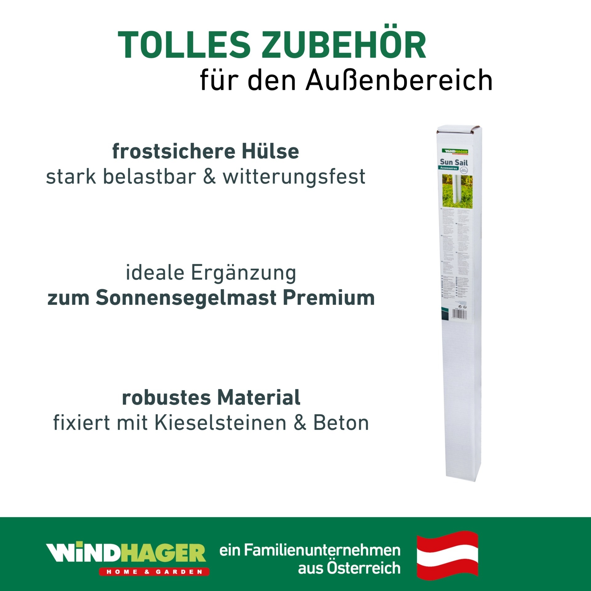 Windhager Bodenhülse ideale Ergänzung zum Sonnensegelmast Premium