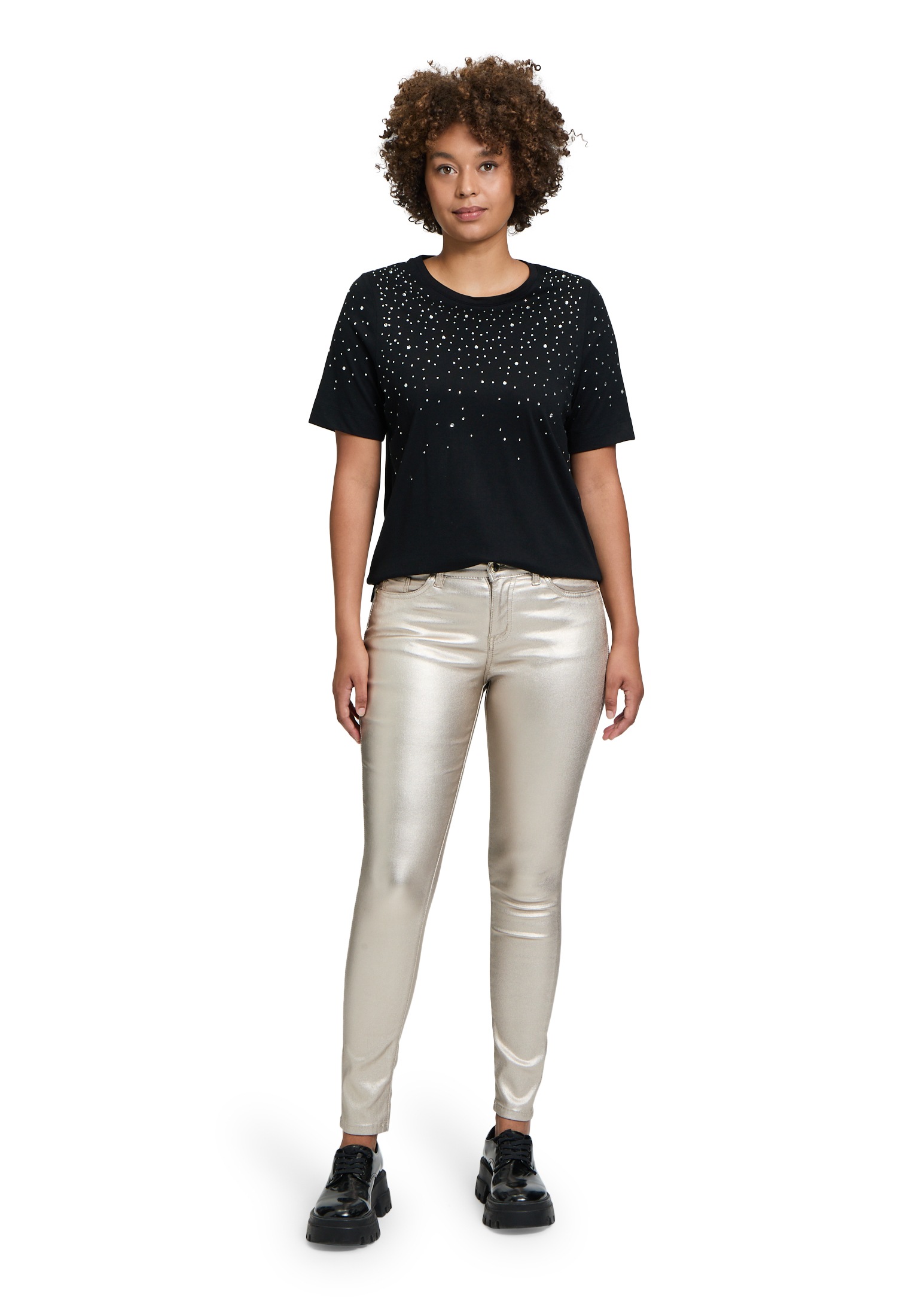 Cartoon Kurzarmshirt »Cartoon Damen Casual-Shirt mit Rundhalsausschnitt«, (1 tlg.), Glitzersteine