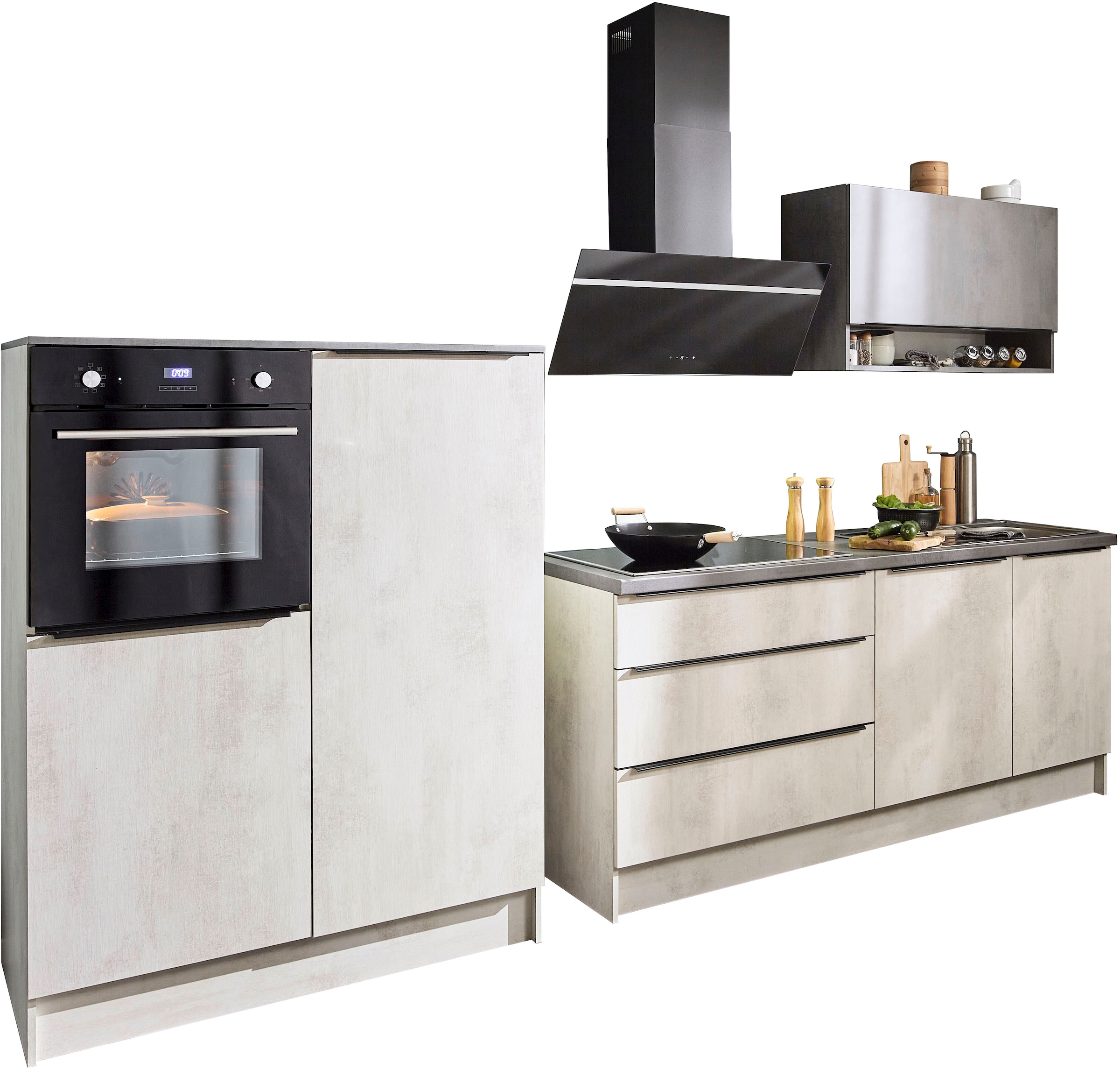 BASIC by Balculina Küchenzeile »Boston«, Breite 200 + 123 cm, wahlweise mit E-Geräten