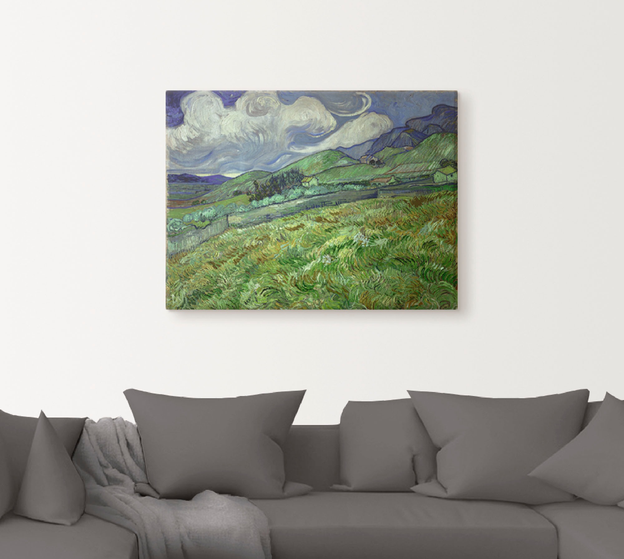 Artland Wandbild »Berglandschaft, Hospital Saint-Paul«, Felder, (1 St.), als Leinwandbild, Wandaufkleber oder Poster in versch. Größen