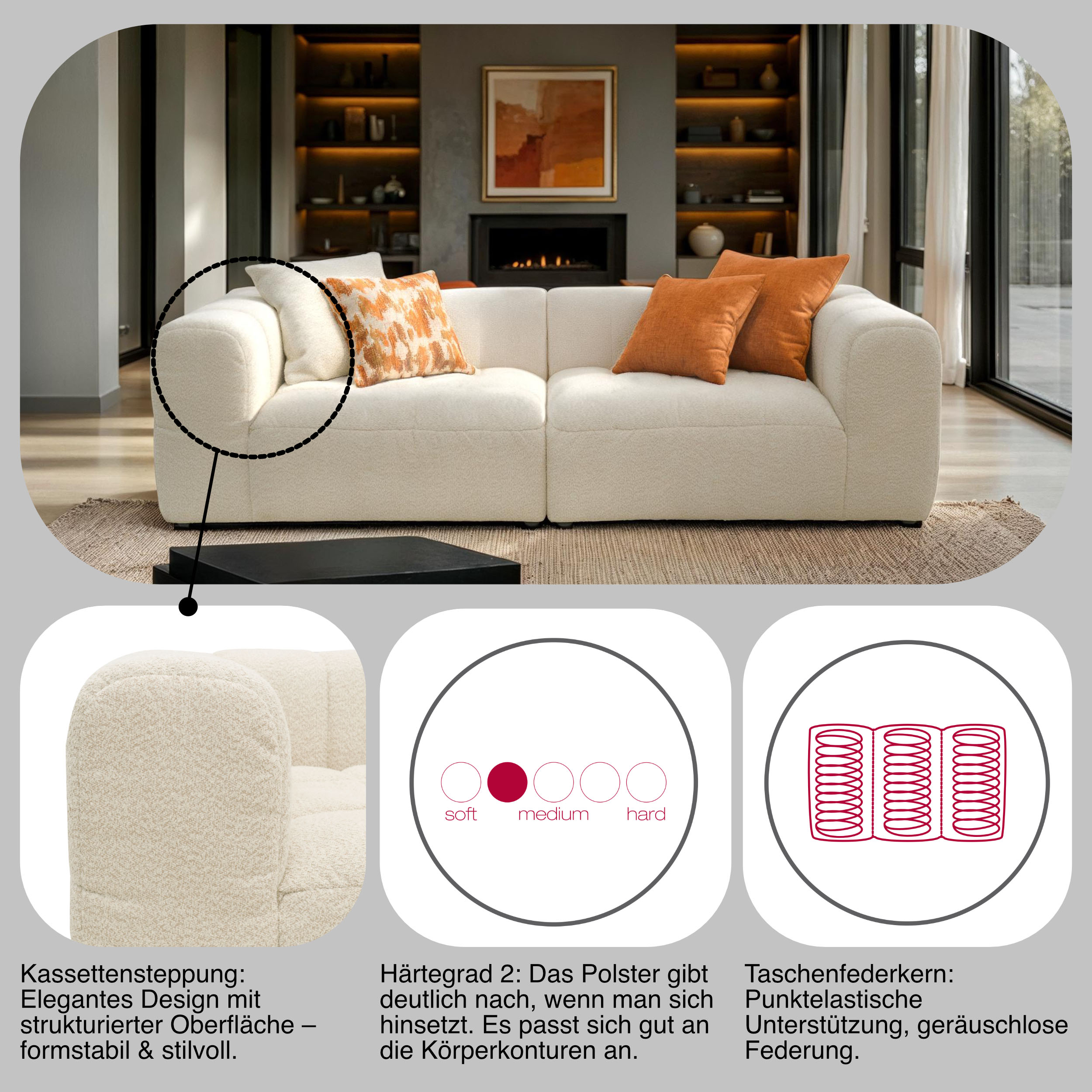 Thumbnail - DOMO collection Big-Sofa "Ghent Megasofa in 2 Breiten, modern" Mit Taschenfederkern und Kassettensteppung