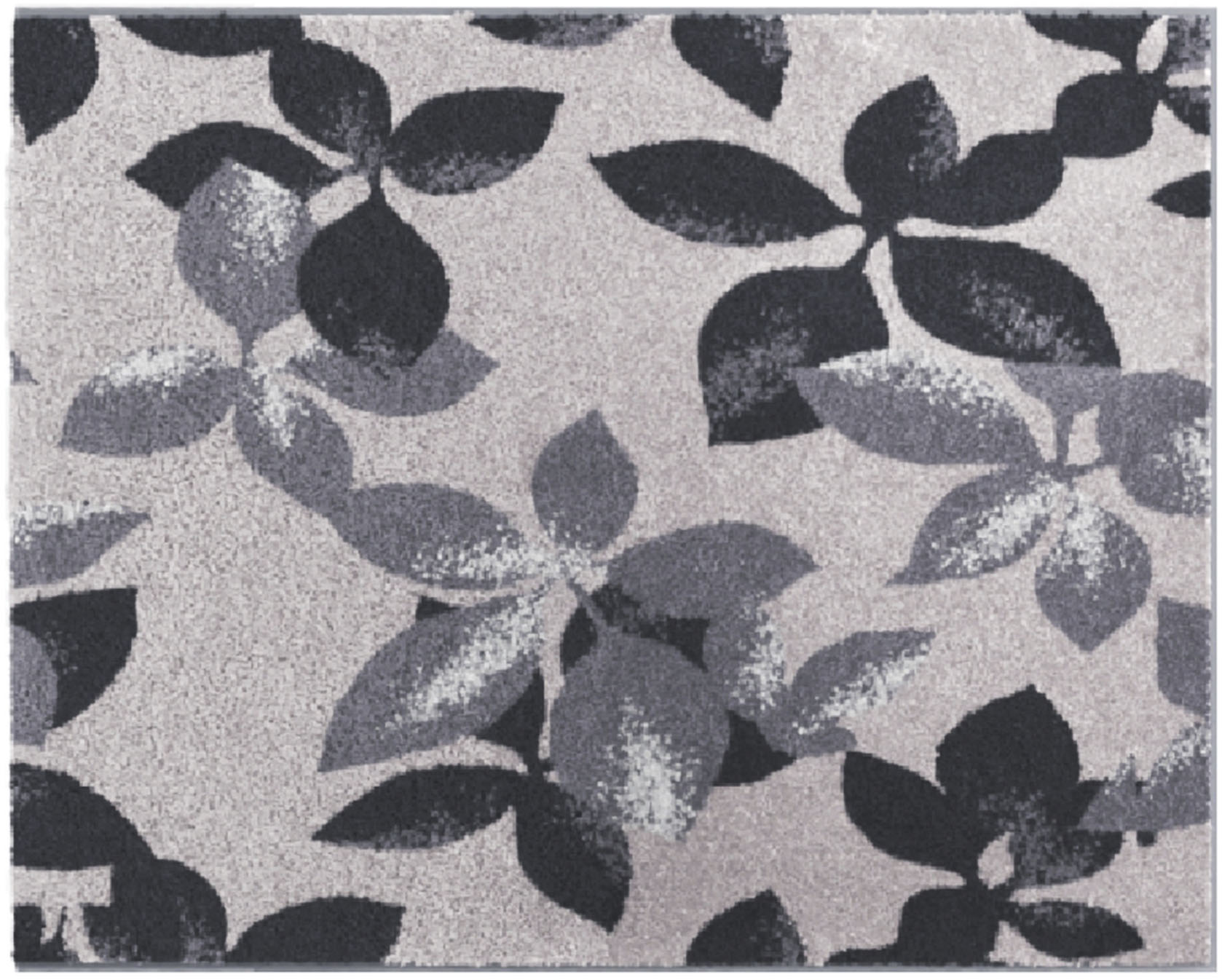 Thumbnail - Grund Badematte "Umbria" Höhe 20 mm rutschhemmend beschichtet fußbodenheizungsgeeignet Modernes Blättermuster in Black o...