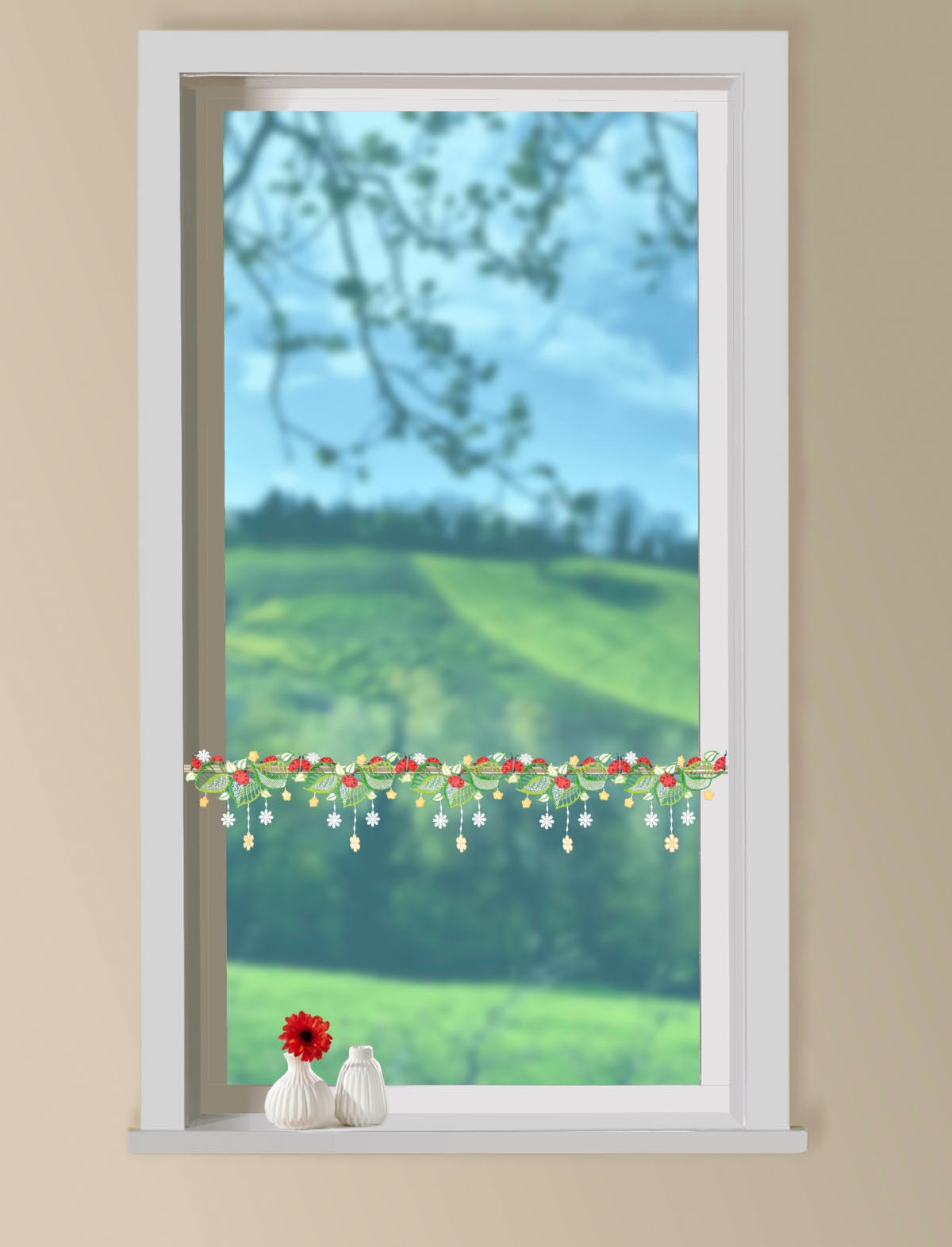 W. Reuter & Sohn - Plauener Spitze Scheibengardine "Marienkäfer" Stangendur günstig online kaufen