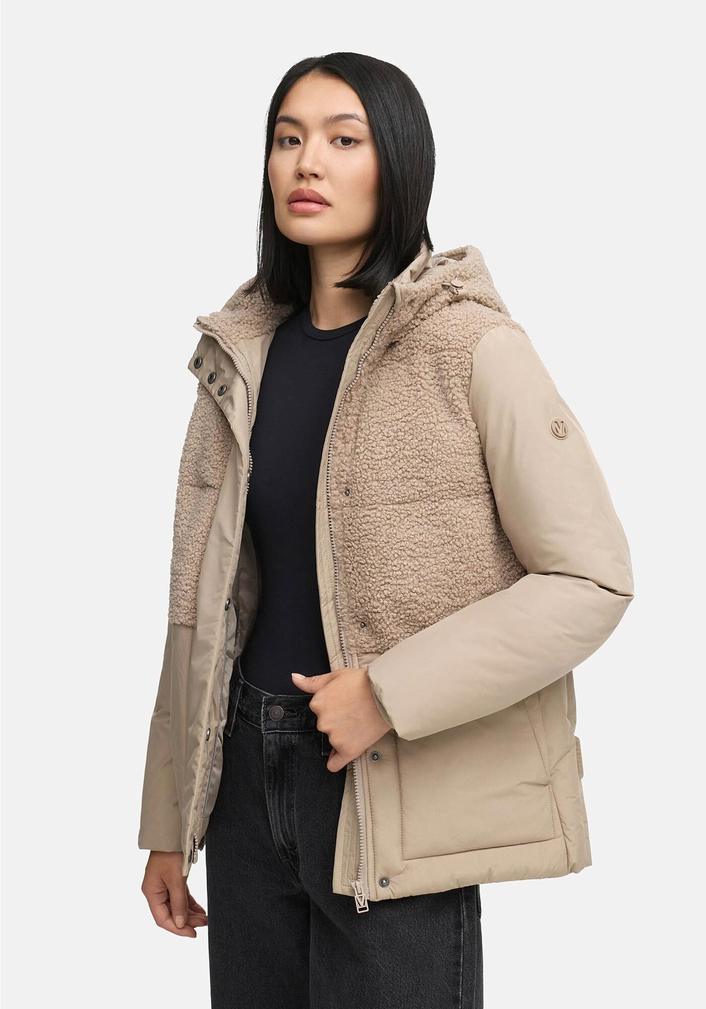 Marikoo Winterjacke "Sheeta", Kombination aus Teddyfleece und glattem Mater günstig online kaufen