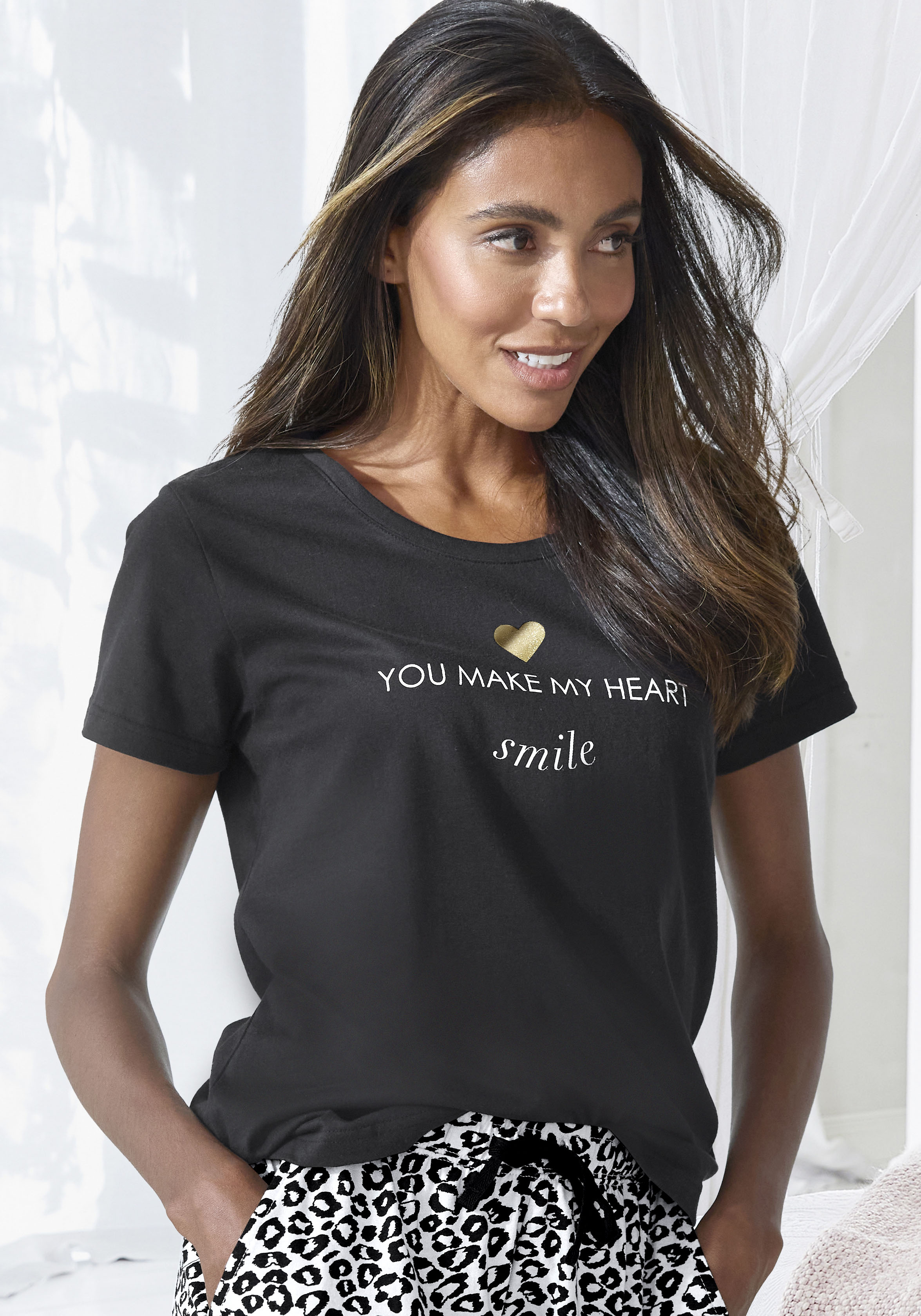 Vivance Dreams by Lascana Pyjamaoberteil mit Foliendruck