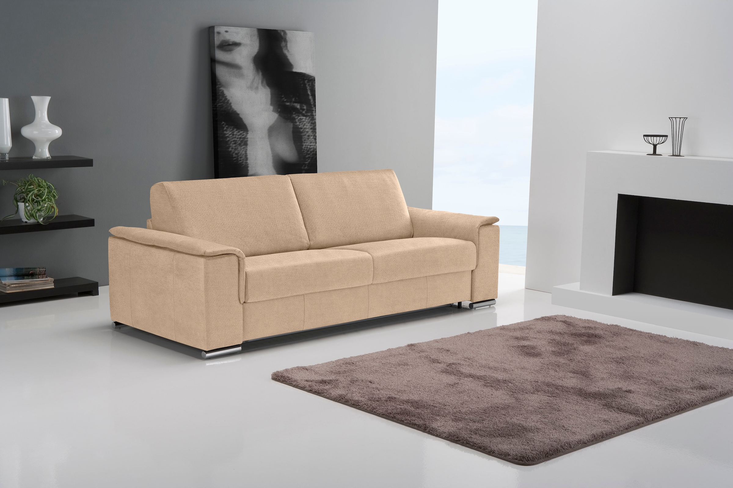 Egoitaliano Schlafsofa »Cecilia, modern & elegant, erstklassiger Sitzkomfort, Dauerschläfer«, inkl. Matratze und hochwertigem Metallbettrahmen, toller Schlafkomfort