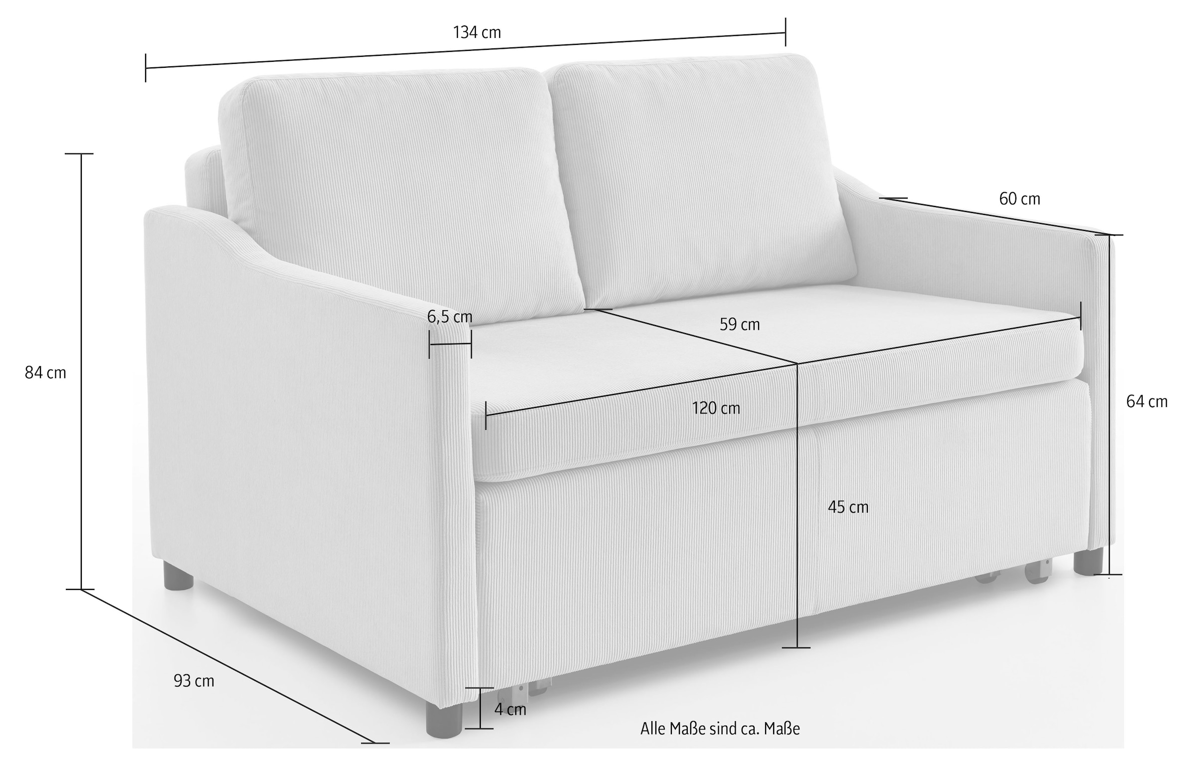 ATLANTIC home collection Schlafsofa »Anella«, mit Cord-Bezug, mit Schlaffunktion, frei im Raum stellbar