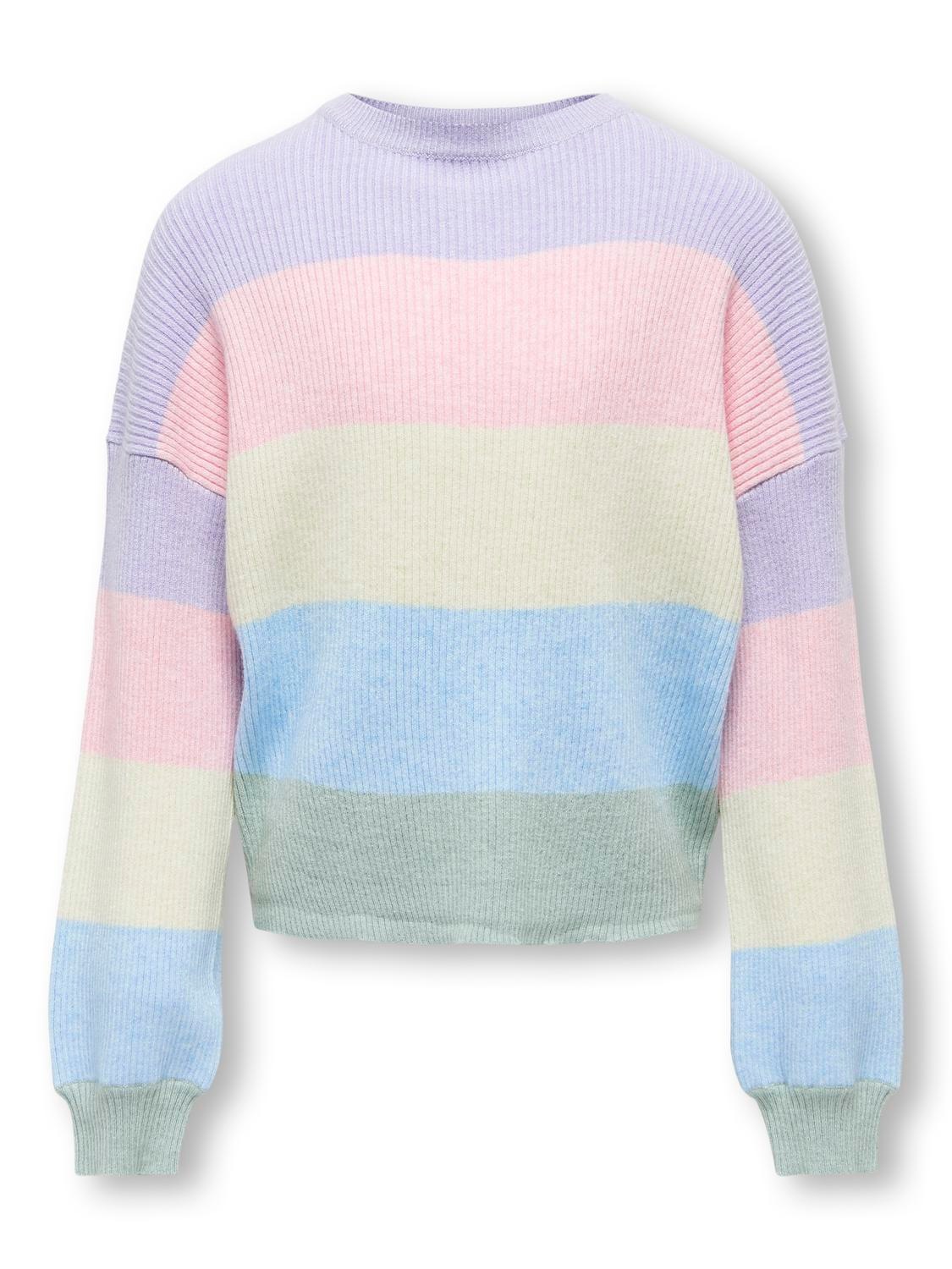 KIDS ONLY Jungen Strickpullover "KOGSANDY L/S STRIPE PULLOVER KNT NOOS"lavendula, Gr. 158, colorblocking, gestreift, Strick, Obermaterial: 50%