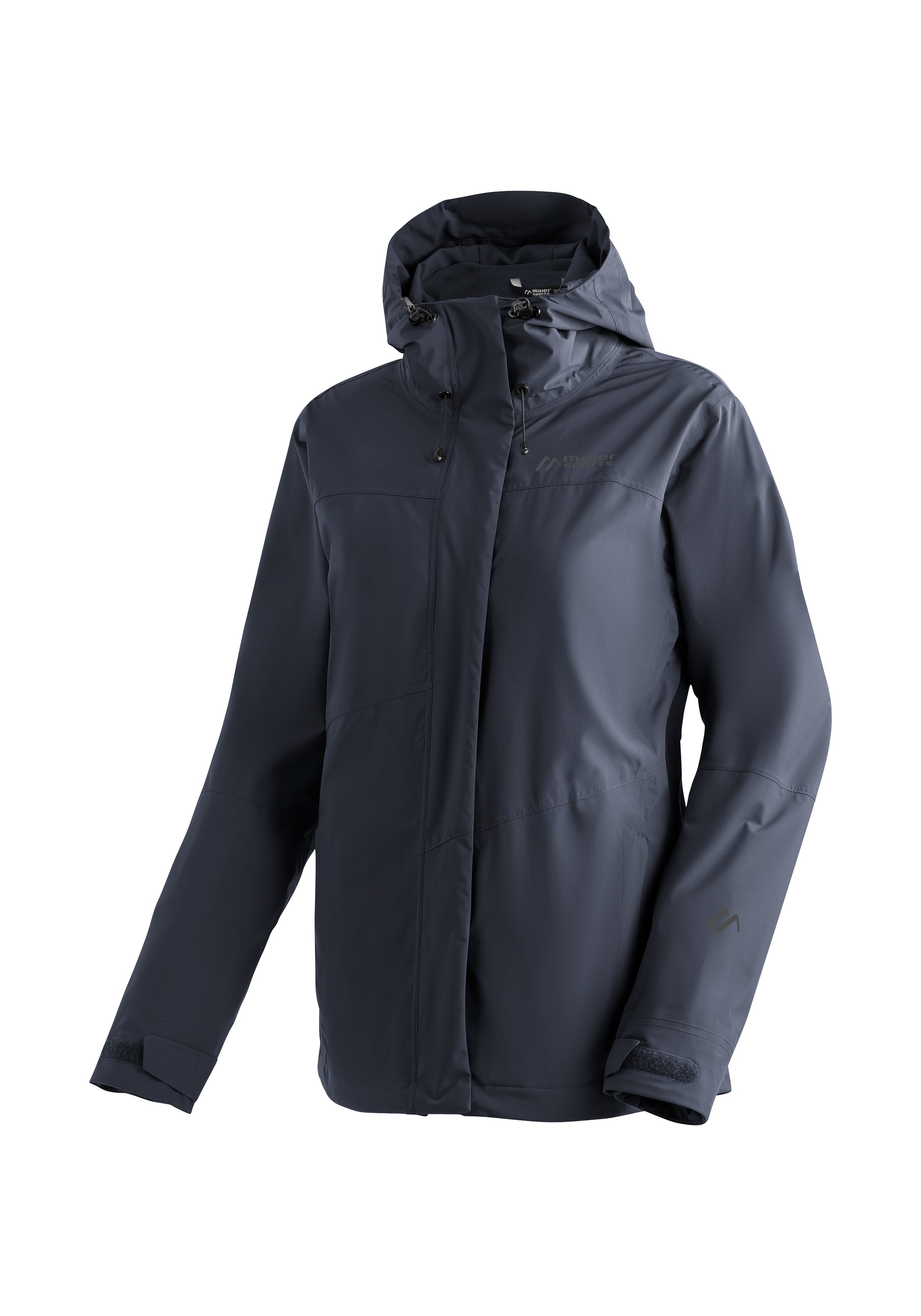 Regenjacke MAIER SPORTS "Metor 3in1 W", Damen, Gr. 52, blau (dunkelblau), 100% Polyester, Jacken Regenjacke, warme Damen Jacke mit Kapuze, Winterjacke wasserdicht atmungsaktiv