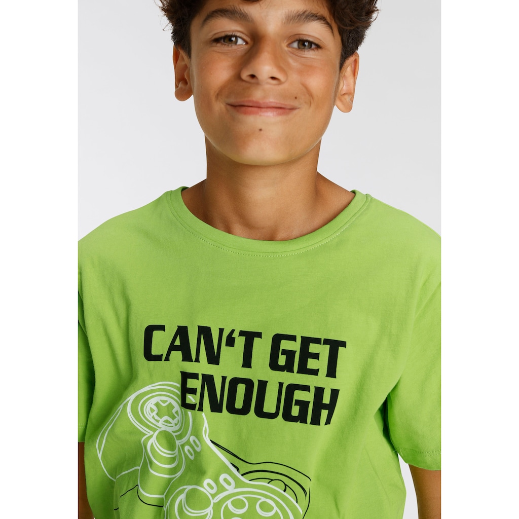 KIDSWORLD T-Shirt & Bermudas »CAN´T GET ENOUGH - Spruch«, (Set, 2 tlg.)