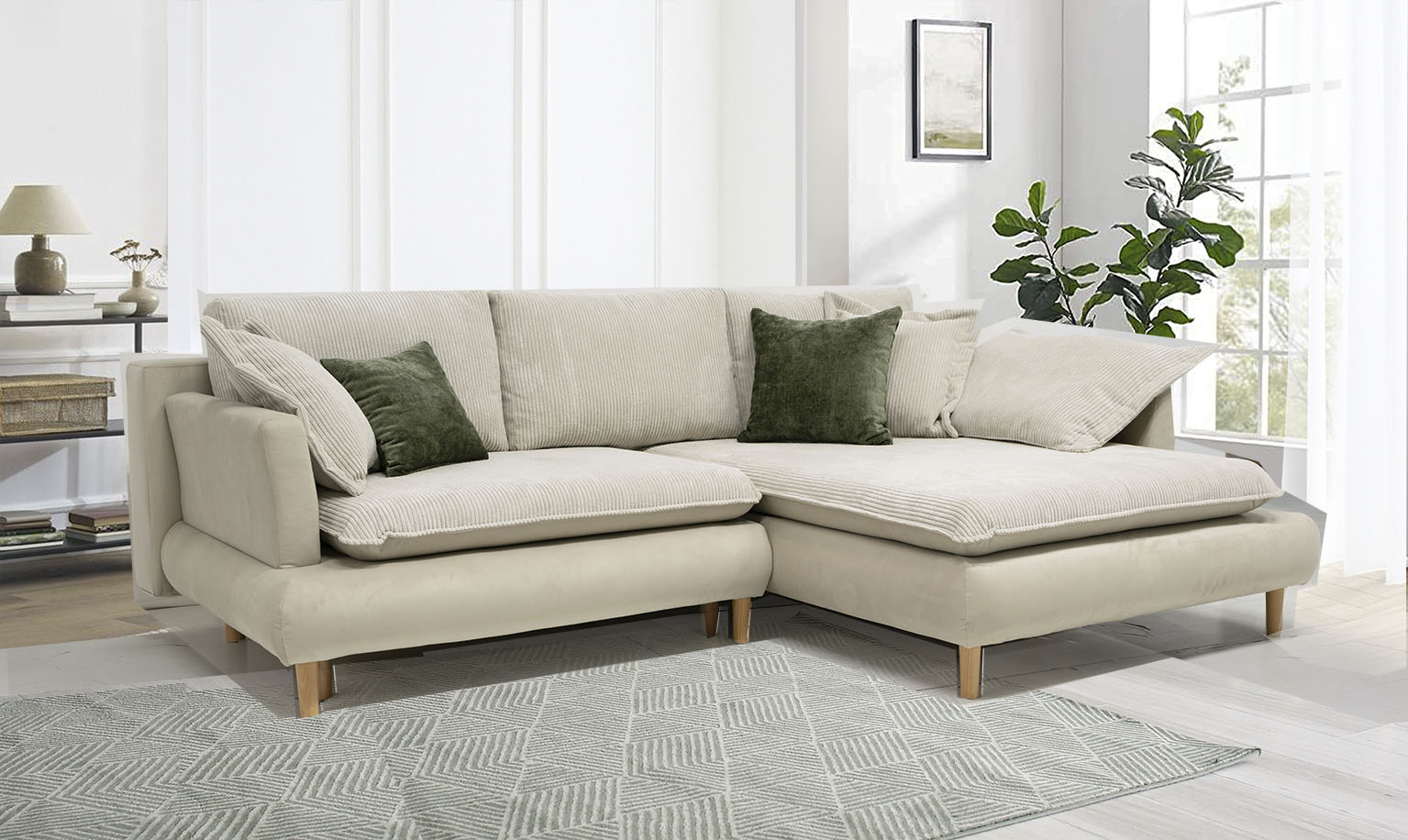 COLLECTION AB "Mandela L-Form, B: 264 cm" Schlaffunktion, Bettkasten & 5 Zierkissen, Federkern