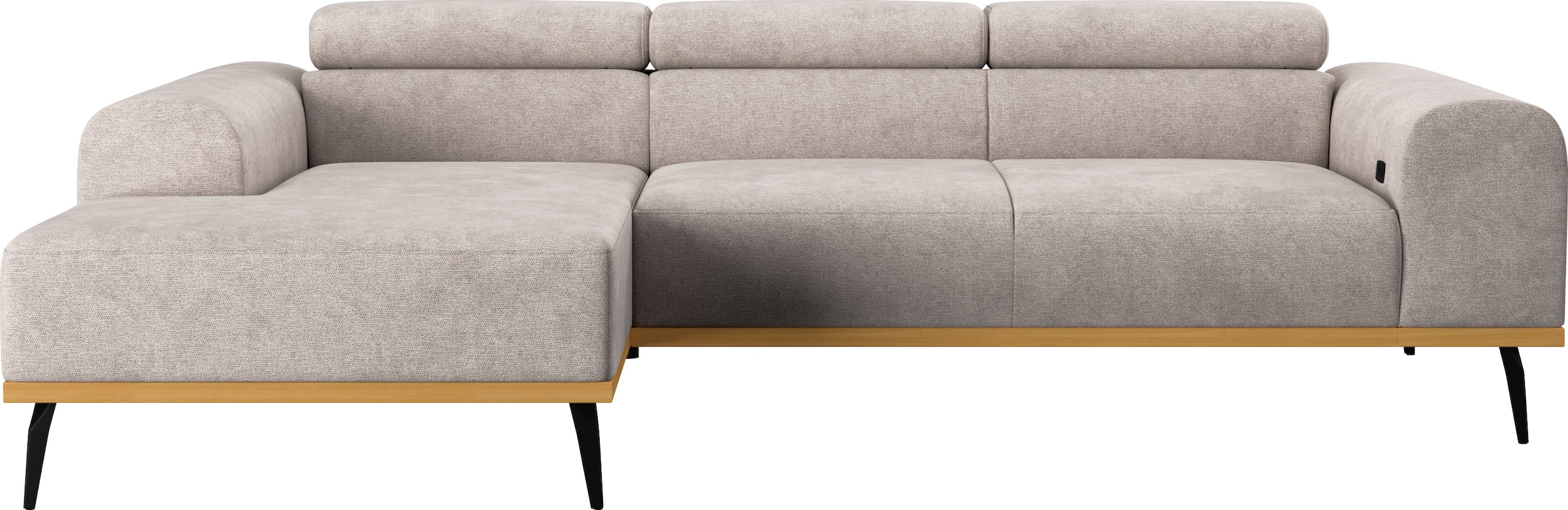 Places of Style Ecksofa »Carlo L-Form«, mit Kopfteilverstellung & Holz-Rahmenoptik, wahlweise Relaxfunktion