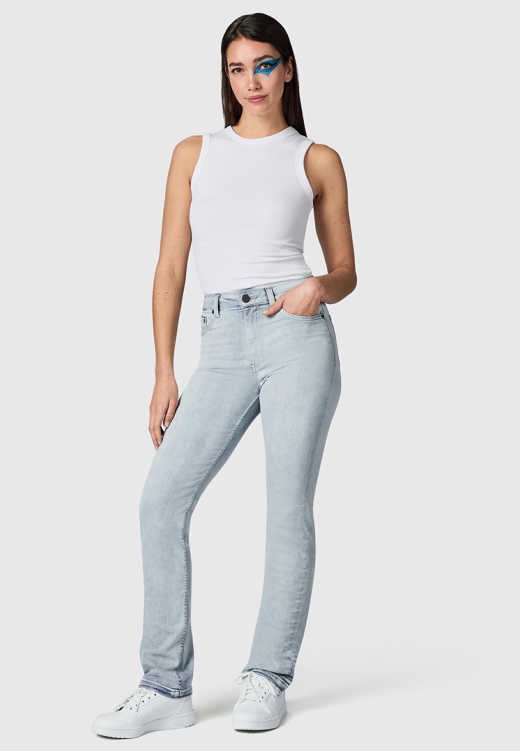 PEAK TIME Straight-Jeans »Galaxa« Gerade Damen Jeans mit Logoprägung