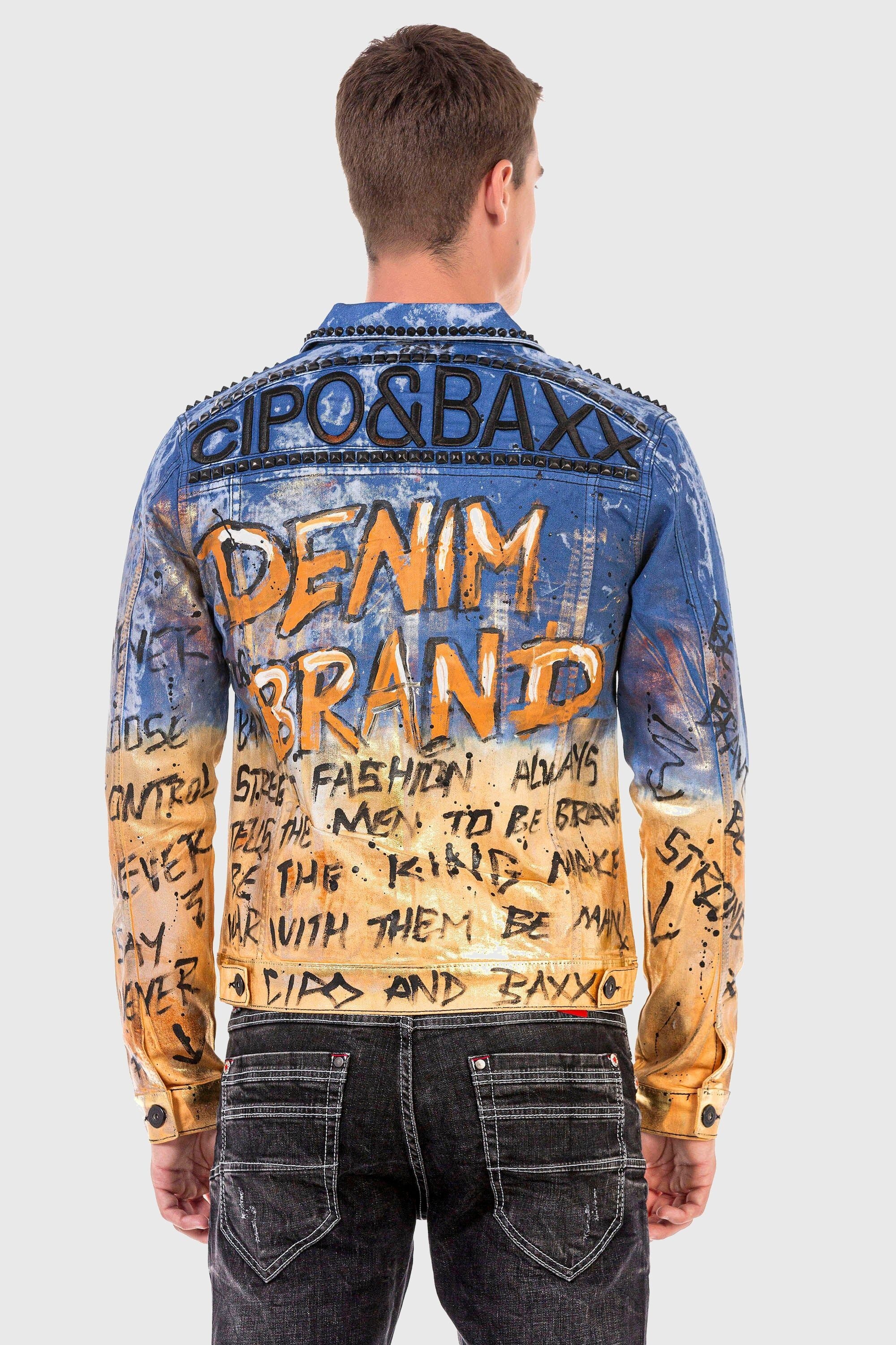 Cipo & Baxx Jeansjacke »Jacke«, ohne Kapuze, mit coolem Allover-Motiv
