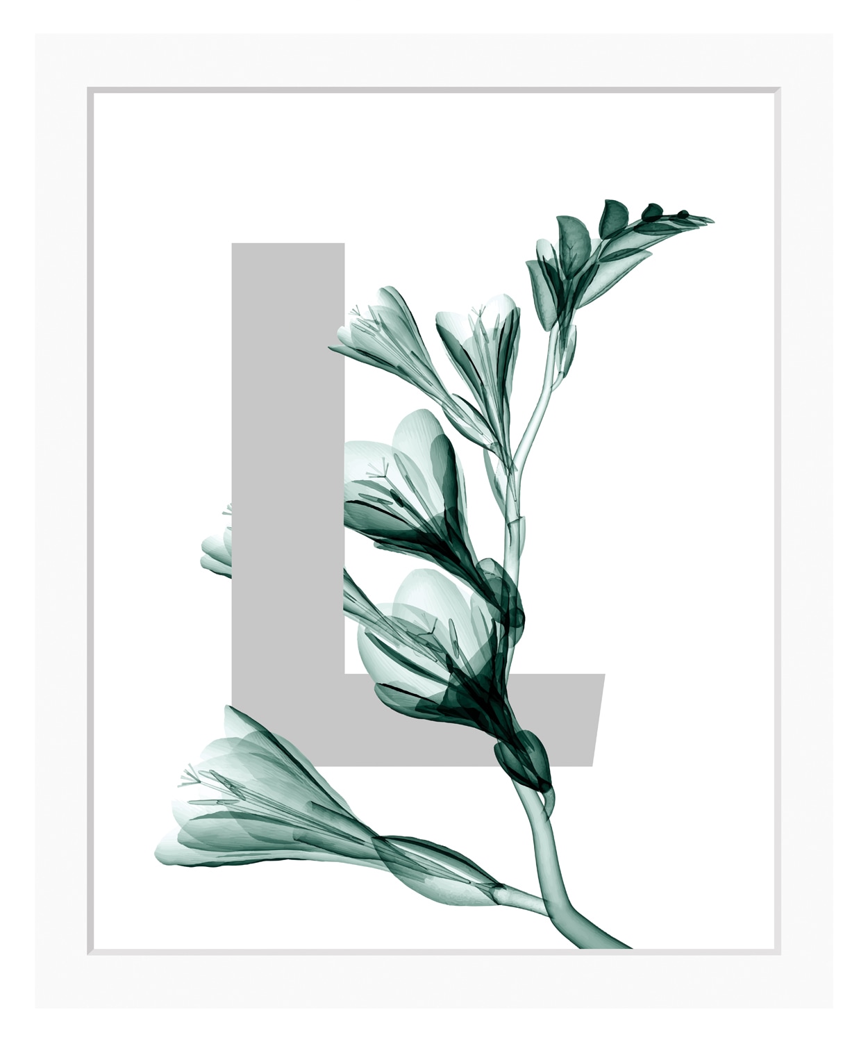 queence Bild "L-Flower", Buchstaben, Blätter, gerahmt, Blume günstig online kaufen