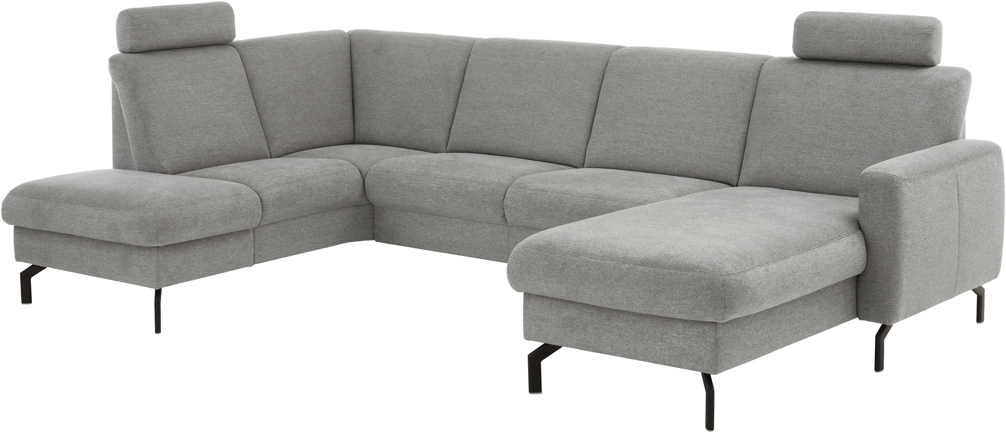 Die PlanBar Wohnlandschaft "PP-PF25099, U-Form, Breite 307cm" Wahlweise mit Kopfstützen, Stauraum und motorischer Vorziehbank
