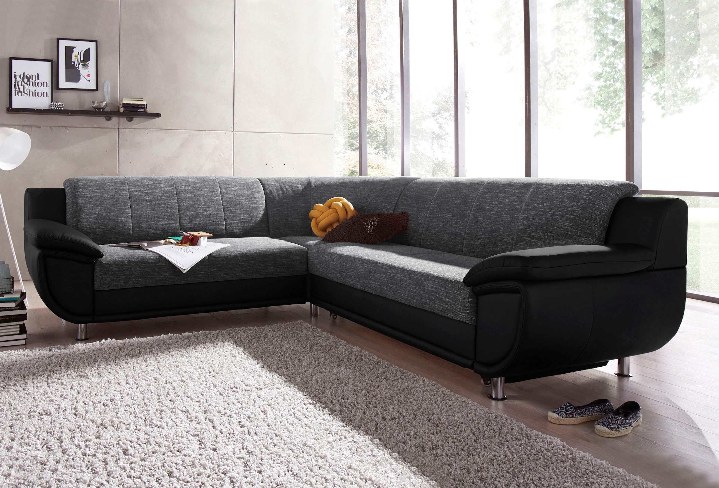 TRENDMANUFAKTUR Ecksofa »Rondo 3, zeitlos und modern, im Materialmix, L-Form«, wahlweise Federkern für hohen Sitzkomfort, wahlweise Bettfunktion