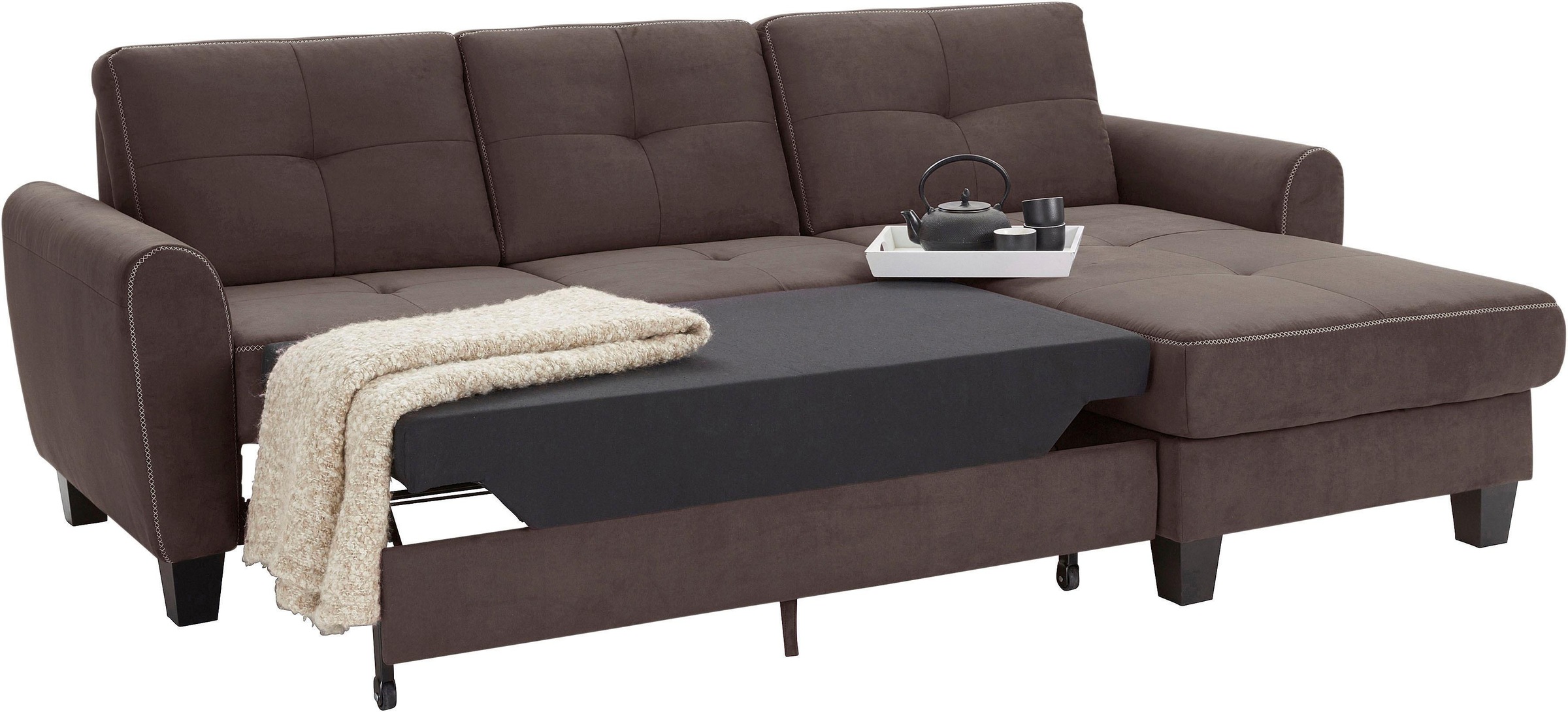 sit&more Ecksofa »Varese L-Form«, mit Federkern, wahlweise mit Bettfunktion und Stauraum