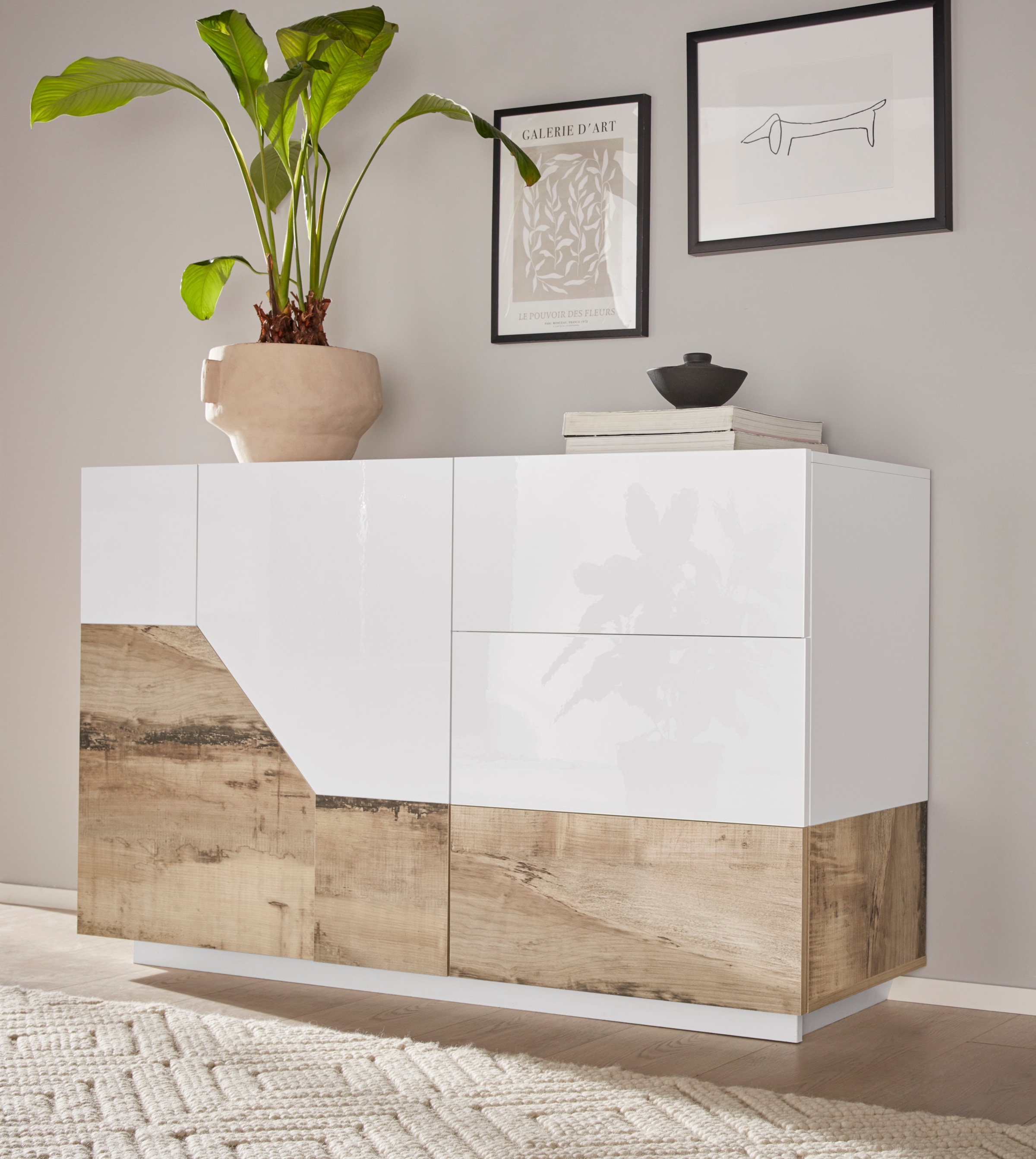 INOSIGN Sideboard »ALIEN-Kommode, Schrank, Anrichte mit 2 Türen und 3 Schubkästen«, Sideboard Breite ca. 140 cm "100 % Made in Italy"
