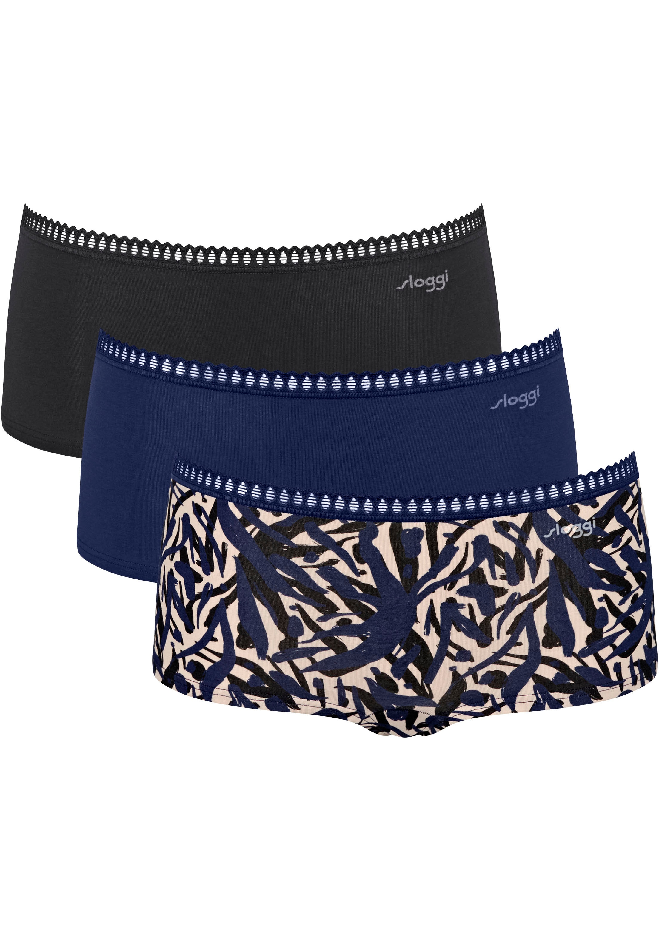 sloggi Retro Pants "GO Crush" 3er Pack, Spitzendetails, Multipack, Baumwoll günstig online kaufen