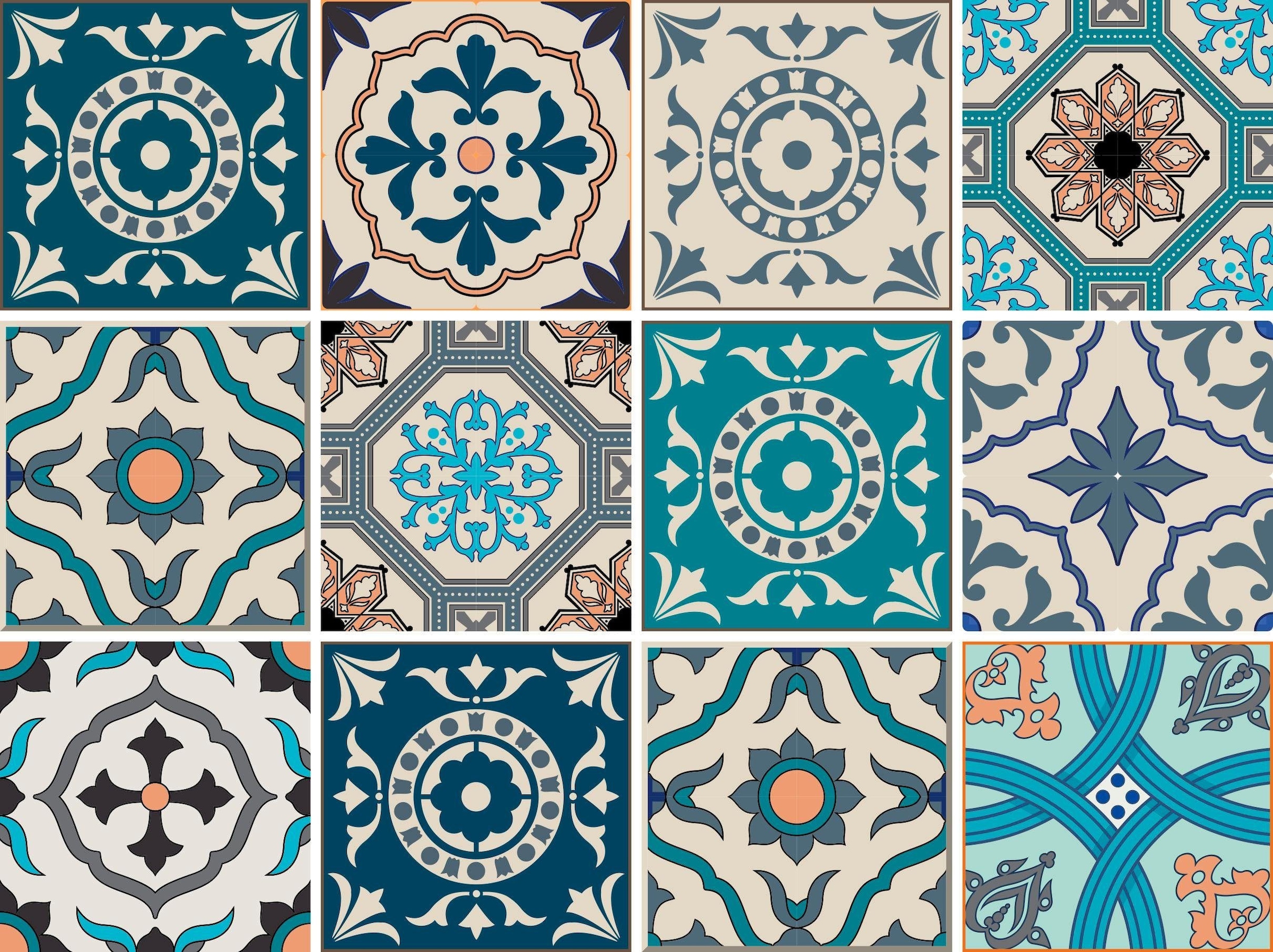 OTTO home Fliesenaufkleber "Ornamente" Stickerfliesen, selbstklebend, Sticker, 12er Set