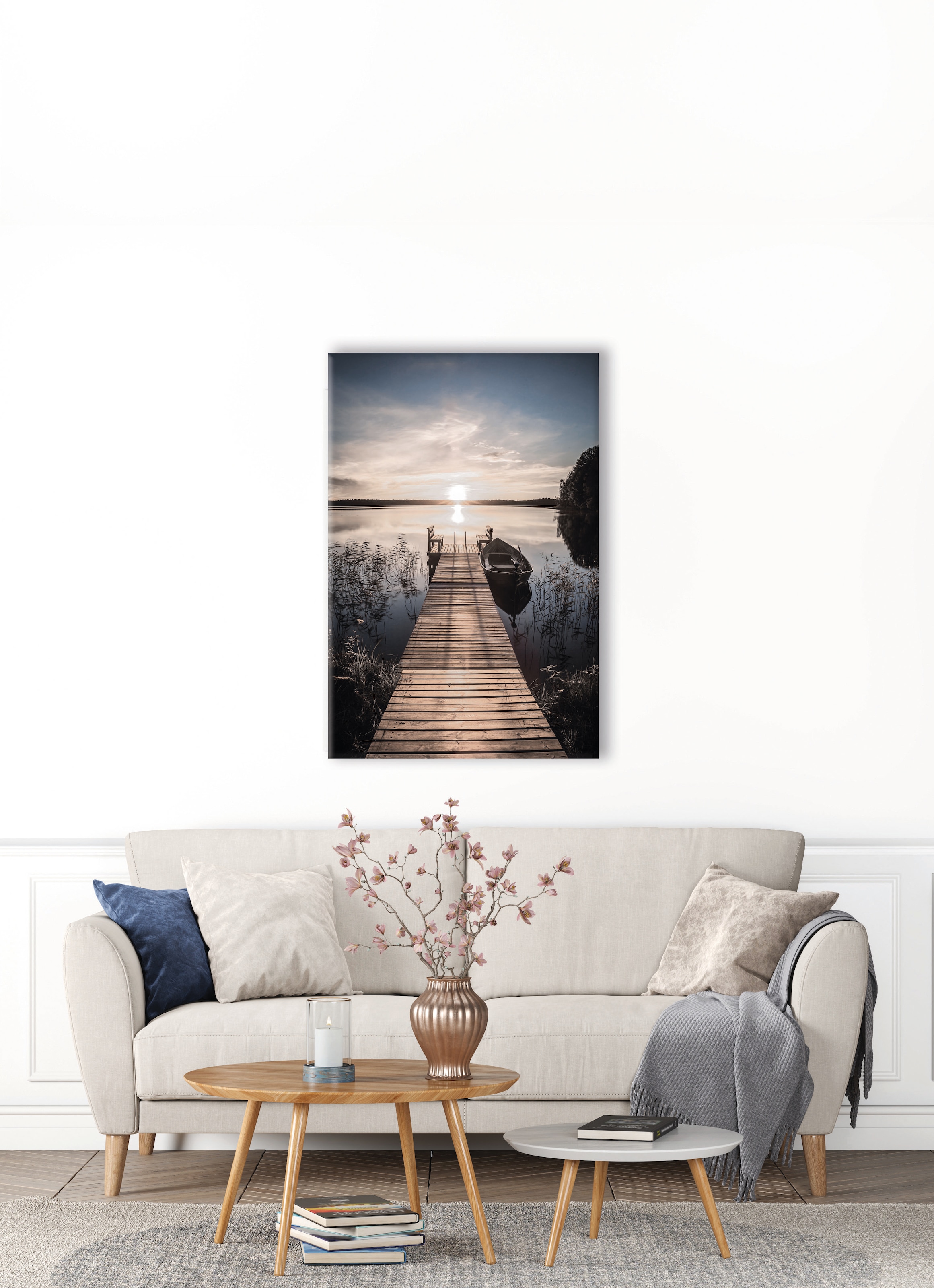 Bönninghoff Leinwandbild »Pier, | bestellen BAUR Sonnenaufgang«, St.) (1