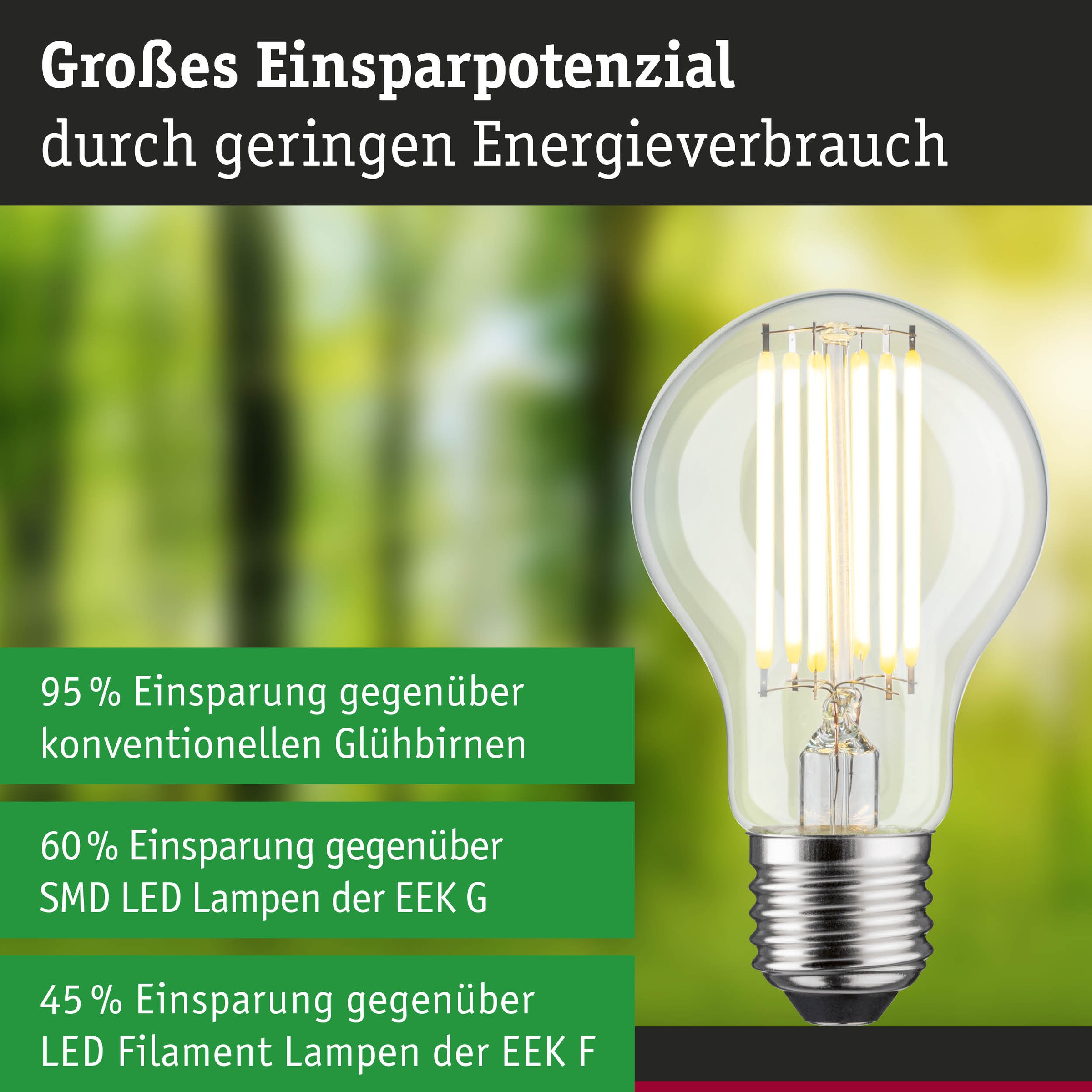 Paulmann LED-Leuchtmittel »Efficient-Line Filament 230V LED Birne E27 1 St.1521lm 7,2W 3000K Klar« E27 1 Stk. Warmweiß