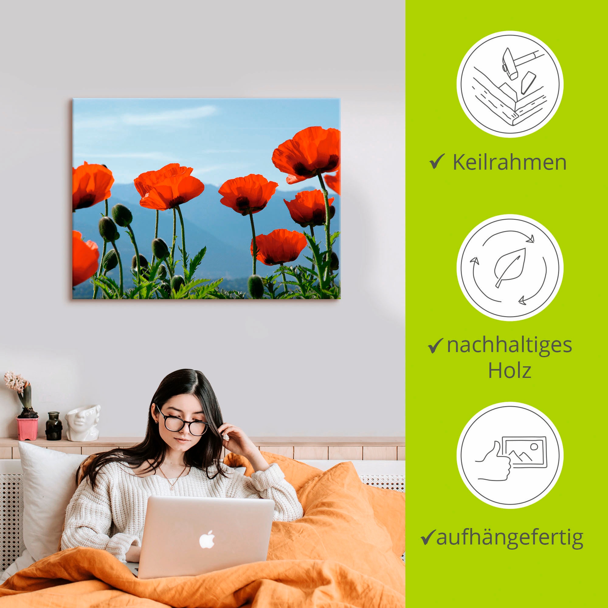 Artland Wandbild »Mohnblüten«, Blumen, (1 St.), als Leinwandbild, Poster in verschied. Größen