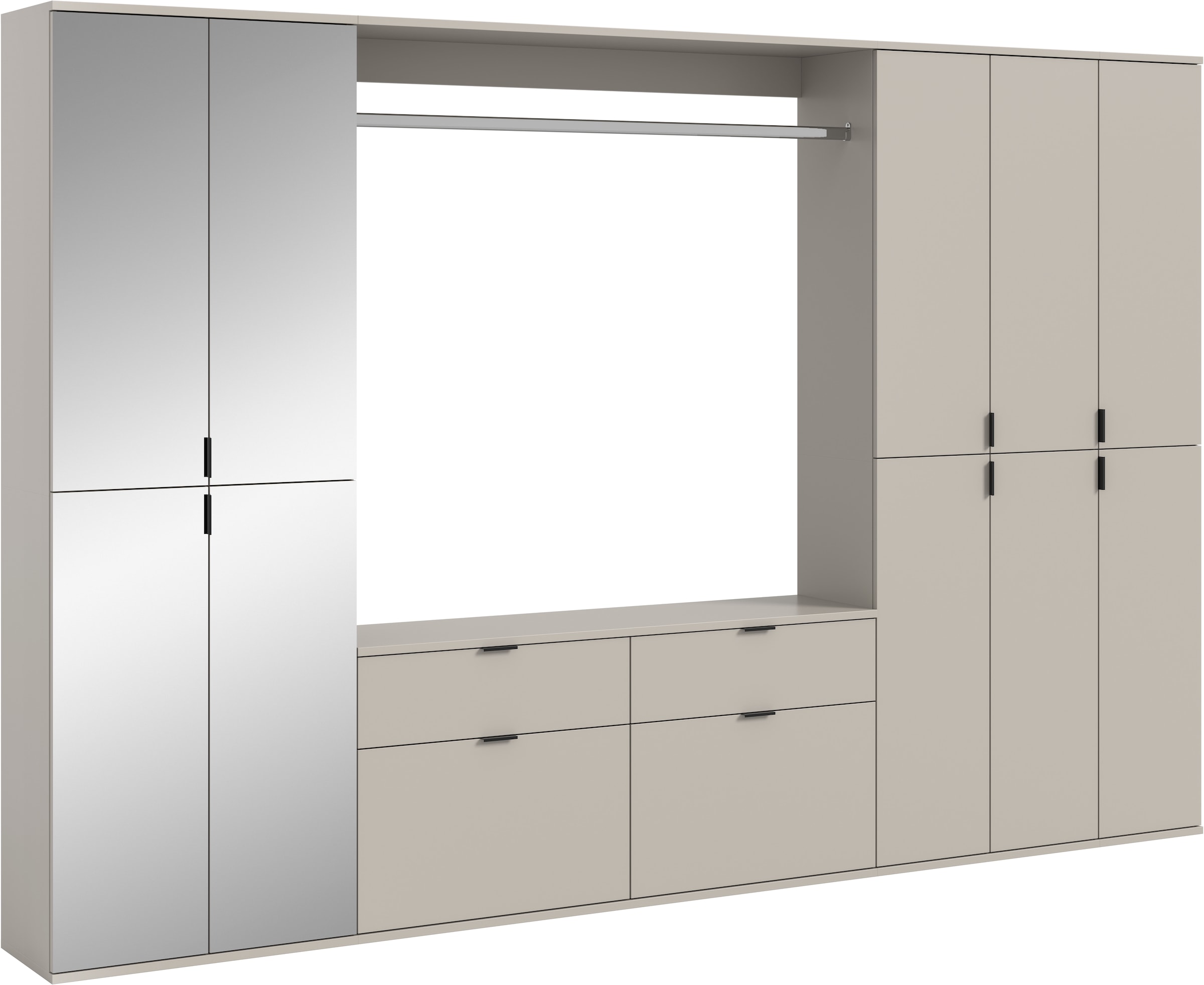 Home affaire Garderoben-Set "TRONDHEIM, 6-teilig, Breite 273cm, individuell platzier- & erweiterbar" Set, bestehend aus: 3x Garderobenschrank & 3-tlgs. Zwischenbauelement, 5 Stk. tlg.