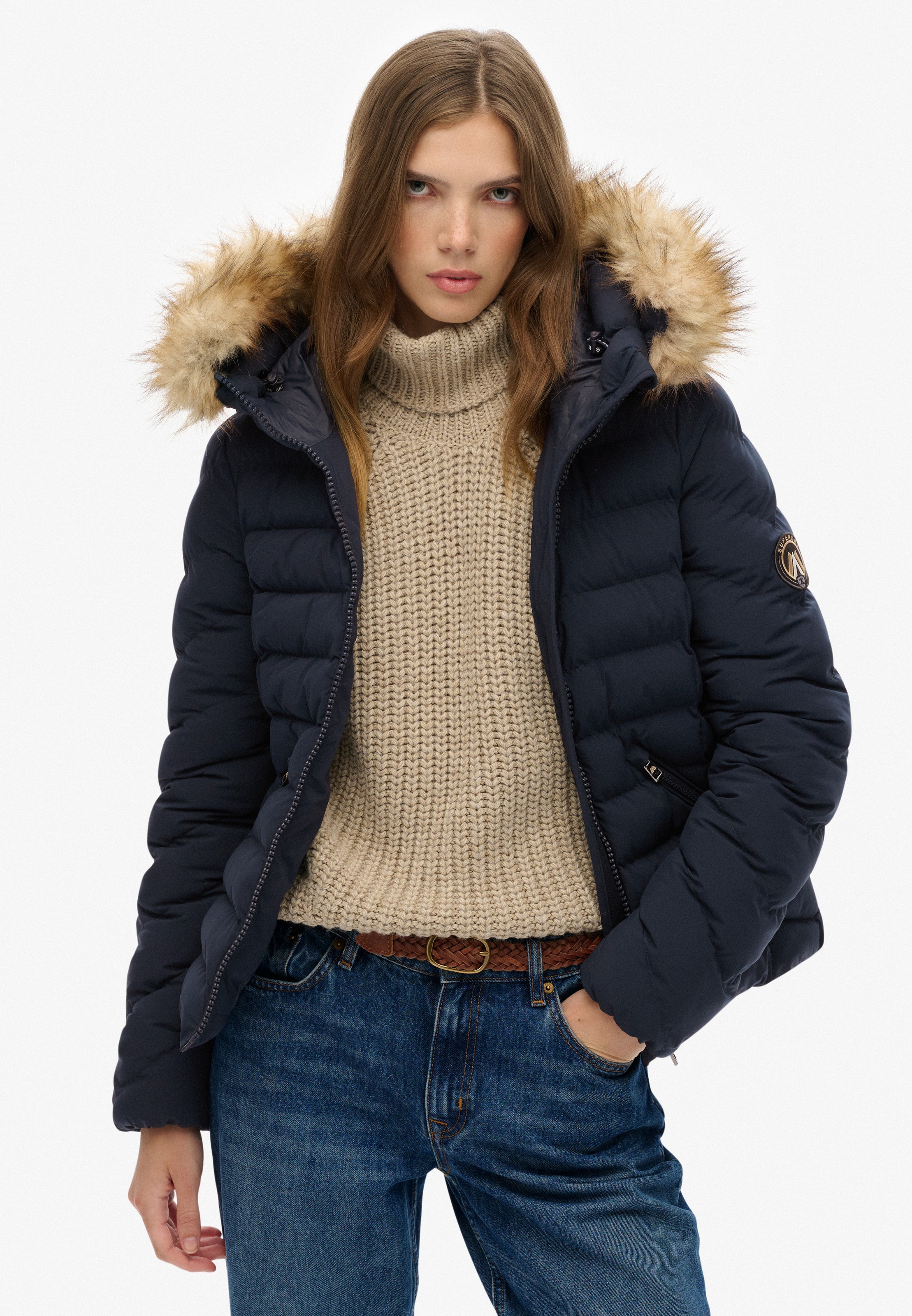 Superdry Steppjacke "FUJI FAUX FUR HOOD PADDED JKT" mit Kapuze günstig online kaufen