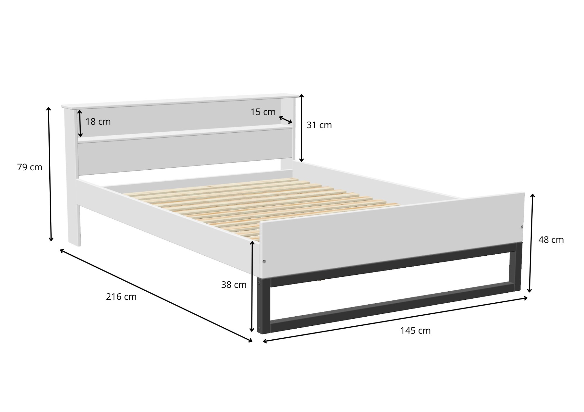 OTTO home Massivholzbett »Pannor, Industrial Design mit Regal, Lattenrost inklusive« Breite Liegefläche 140 oder 180cm,  Kufengestell, bis 200 kg belastbar, FSC-zertifiziert, Made in EU