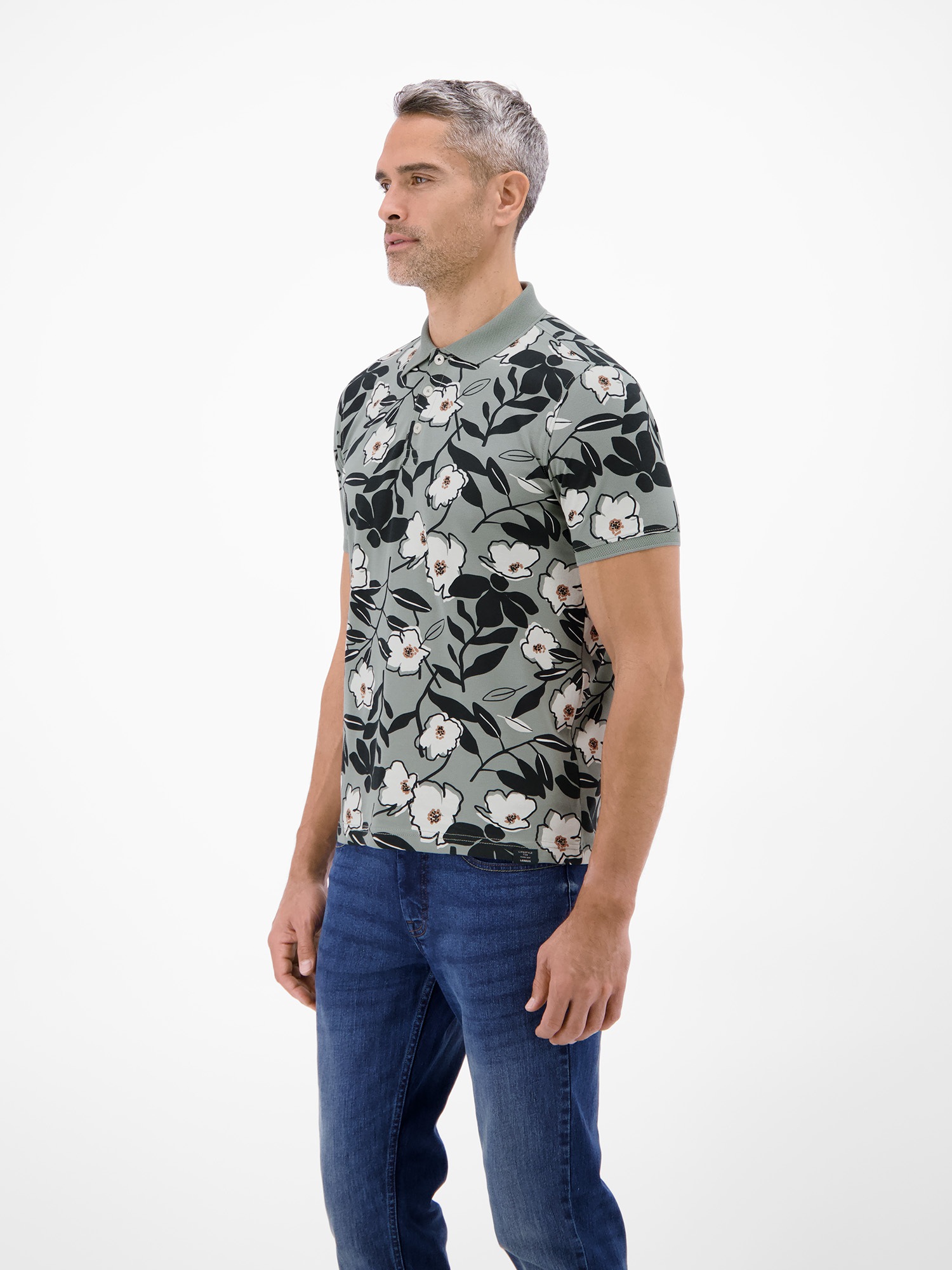 LERROS Poloshirt »Poloshirt mit floralem Print aus 100% Baumwolle«