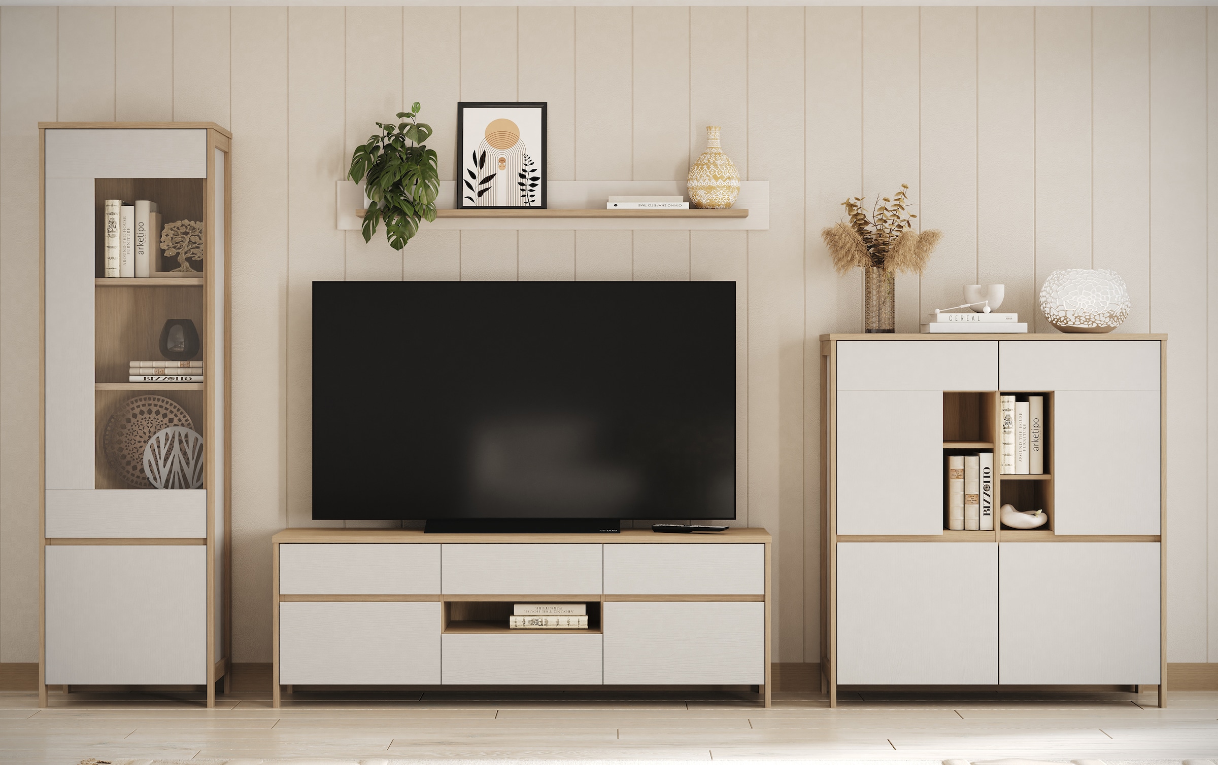 Home affaire Wohnwand "Stranda, moderne Anbauwand, Komplettset im Scandi-Style" 4 Stk. tlg.