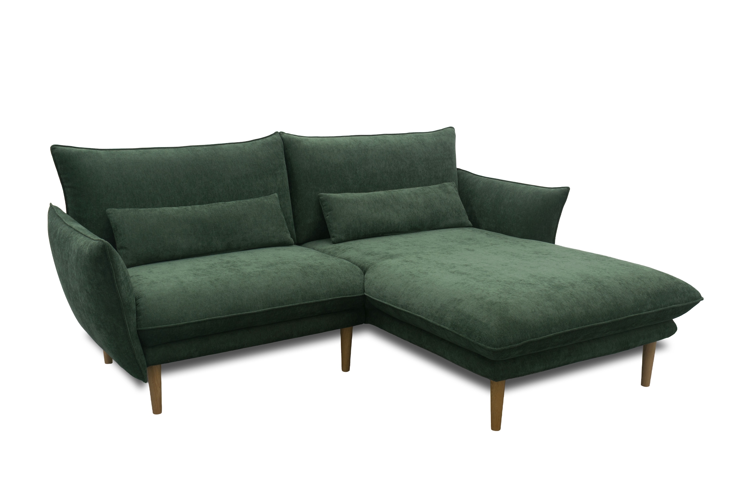 DOMO collection Ecksofa »100 032 kompakte Stellmaße, Breite 200cm, schmale Armlehnen, L-Form«, bodenfrei, 19cm hohe Holzfüße