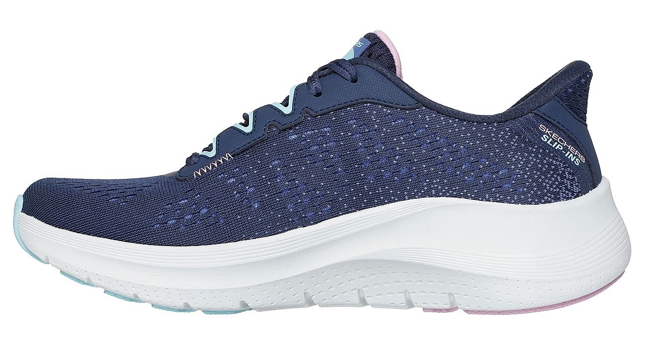 Slip-On Sneaker SKECHERS "ARCH FIT 2.0", Damen, Gr. 40, blau (navy, rosa), Textil, Schuhe, Freizeitschuh mit Slip-ins mit Schnürung 3