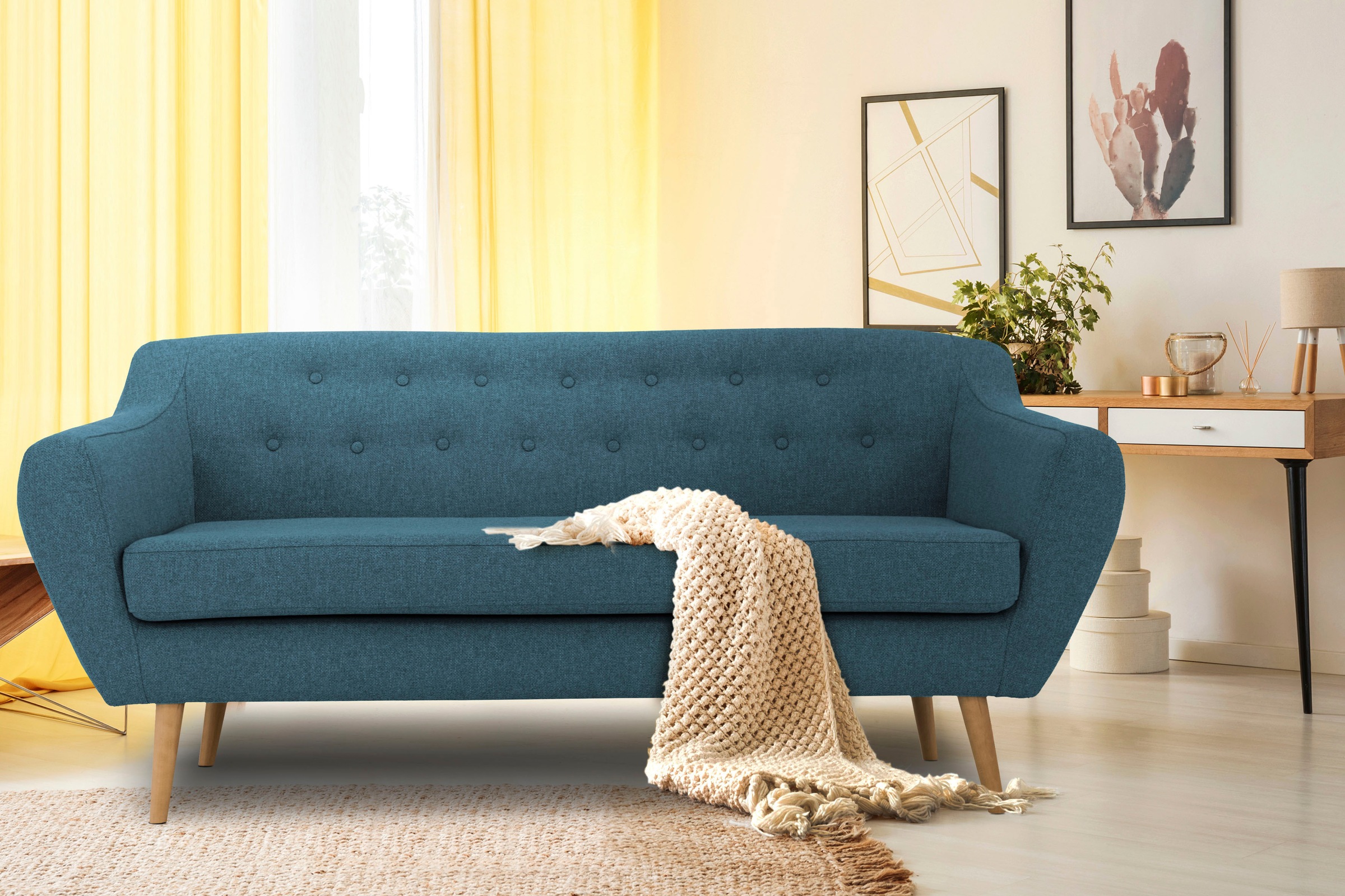 Home affaire 3-Sitzer "Renne" mit Heftung im Rücken im skandinavischem Stil günstig online kaufen