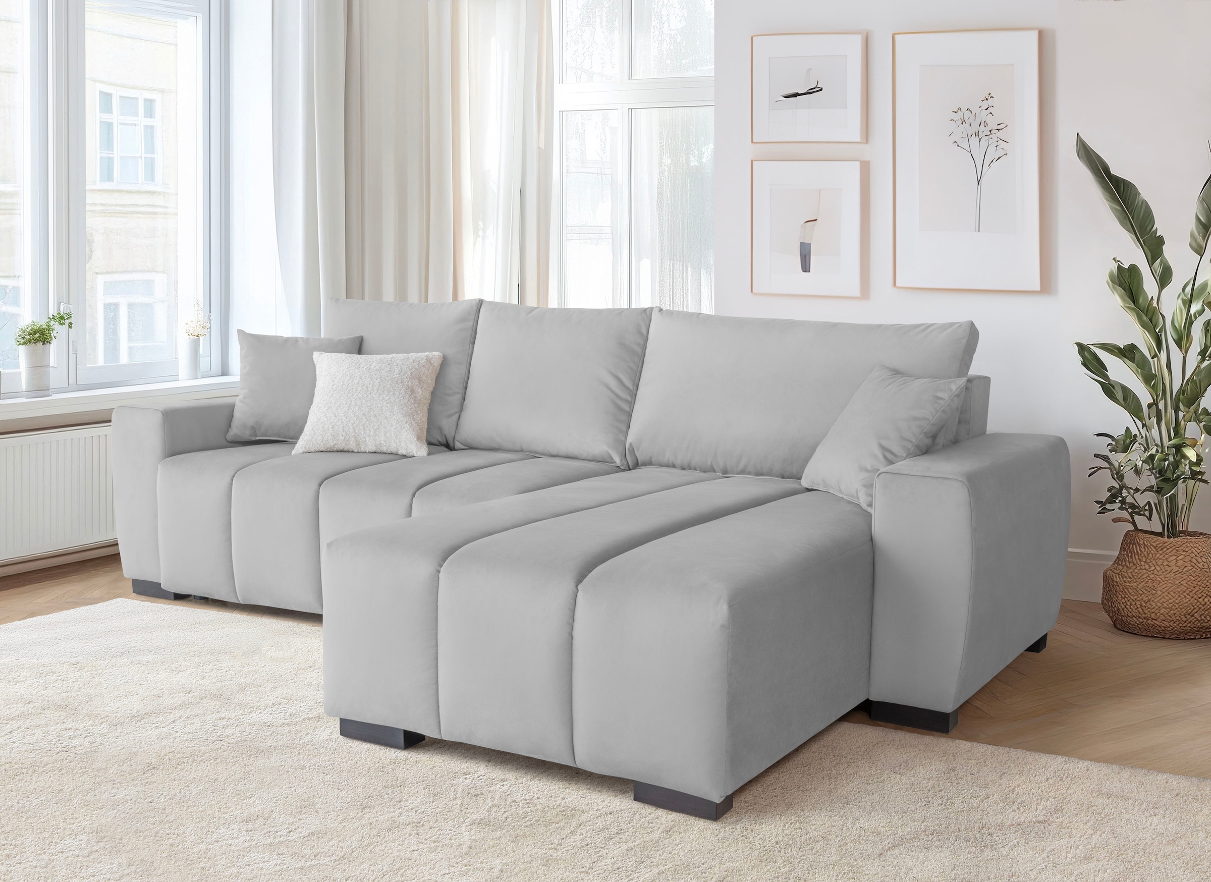 Home affaire Ecksofa "L-Form Bello" mit Bettfunktion, Bettkasten, Frei im R günstig online kaufen