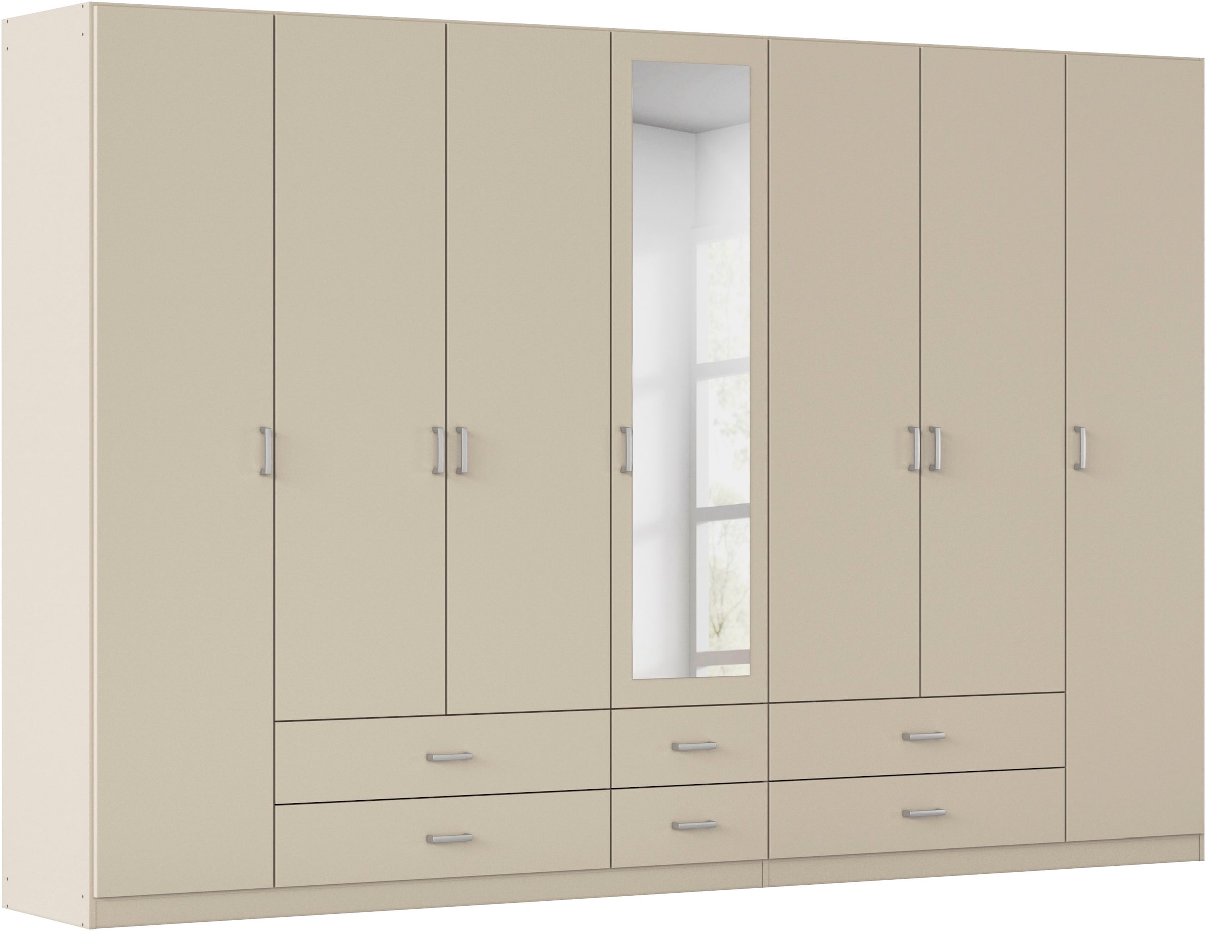 rauch Kleiderschrank "Schrank Garderobe Ankleide GAMMA Breiten 91/136/181/226/271/315/360 cm" in 3 Ausstattungen BASIC/CLASSIC/PREMIUM (inkl. SOFT-CLOSE-Funktion), verschiedene Griff-Varianten, mit Spiegel TOPSELLER MADE IN GERMANY