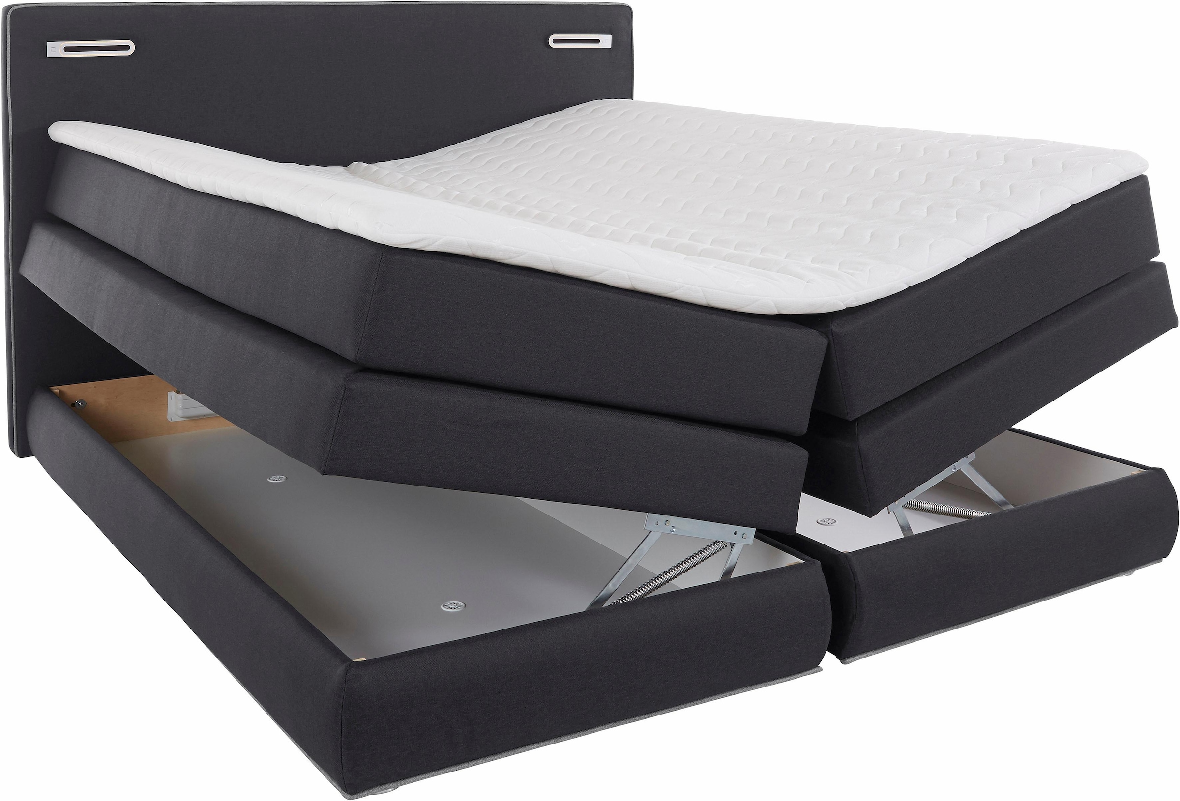 COLLECTION AB Boxspringbett »Ninoni«, inkl. Bettkasten, Topper und wahlweise mit LED-Beleuchtung