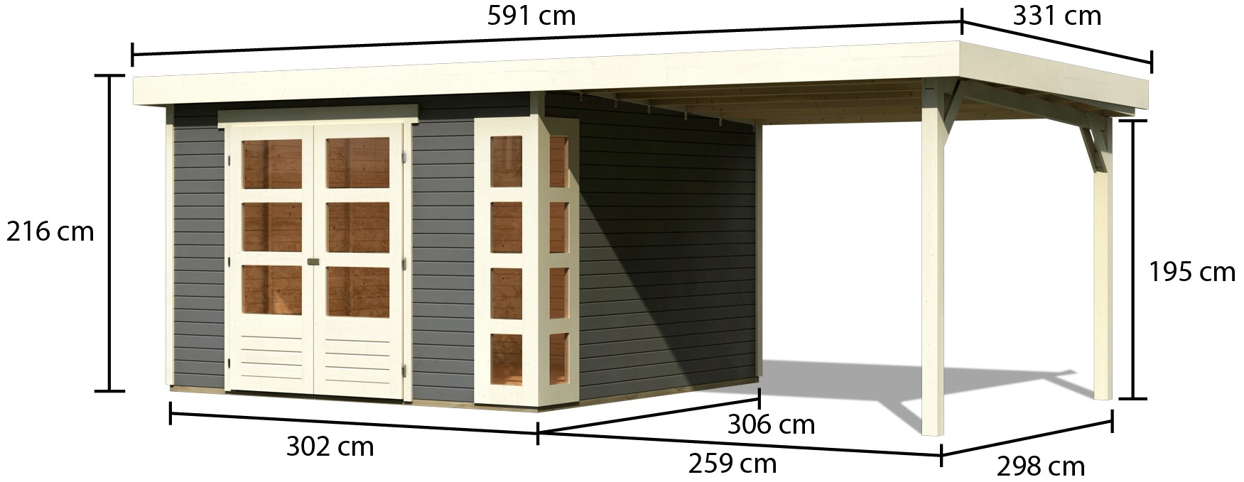 Karibu Gartenhaus »Nordsee 6«, (Set), mit Anbaudach