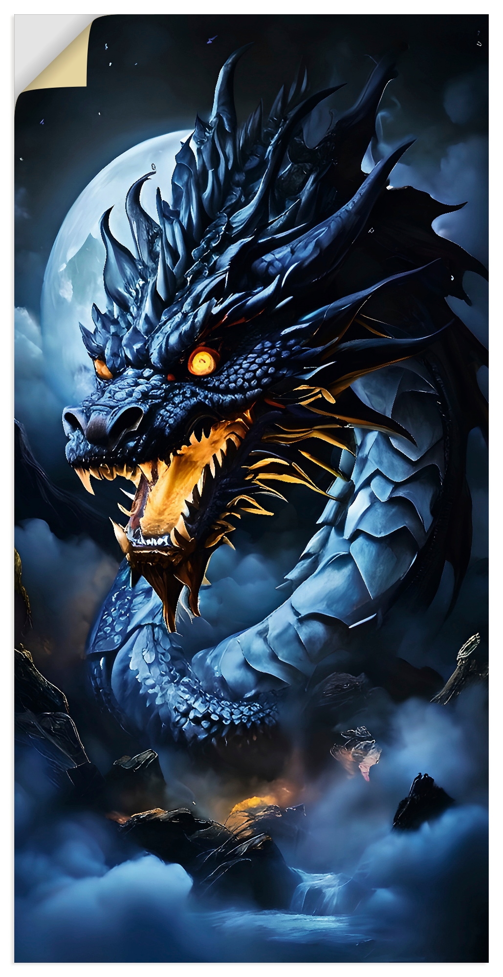 Wandbild ARTLAND "Die Wut des Drachen XVII", farbe bild(er): blau, B:50cm H:100cm, Bilder, als Alubild, Leinwandbild, Poster, Wandaufkleber in verschied. Größen