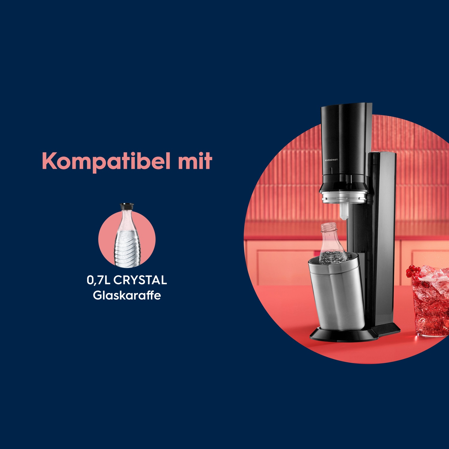 SodaStream Wassersprudler »SodaStream CRYSTAL 3.0 mit 3 Glaskaraffen, 1 CO2-Zylinder und 2 Sirups« mit Quick-Connect-System