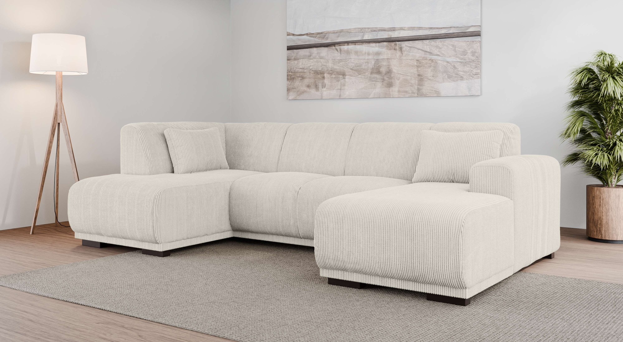 OTTO home Wohnlandschaft "BORNHOLM U-Form mit Recamiere rechts/links, B/T/H: 300/162/85 cm" U-Form mit Wellenunterfederung, Recamiere rechts oder links bestellbar