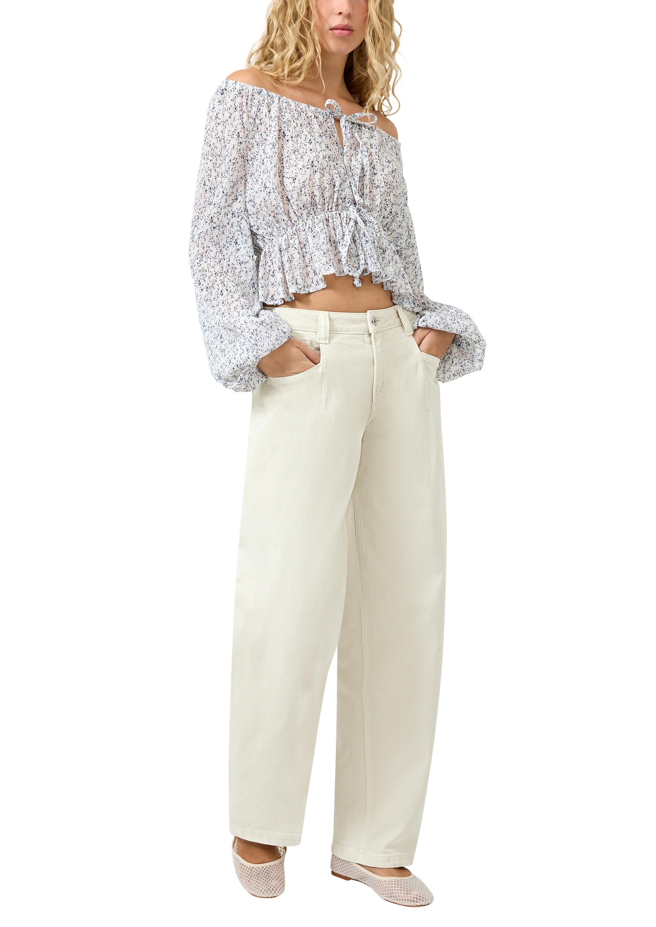 Thumbnail - QS Langarmbluse mit Minimal-Print