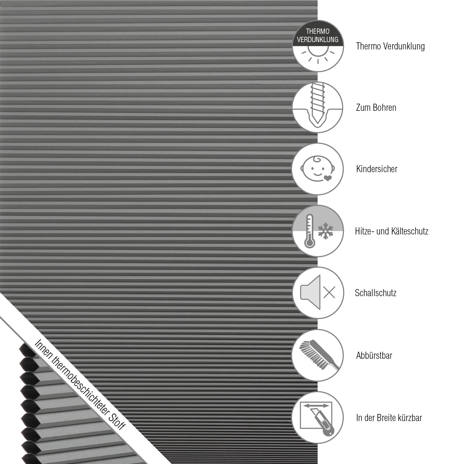 SCHÖNER WOHNEN-Kollektion Wabenplissee »Thermo Sina«, verdunkelnd, mit Bohren, verspannt, verschraubt, energiesparend, Thermo Rückseite, schallabsorbierend